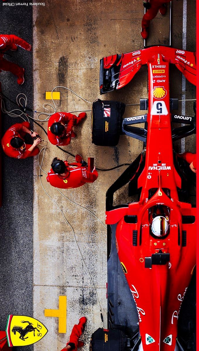 Sebastian Vettel, Scuderia Ferrari, Ferrari, pit stop #BahrainGP #ForzaFerrari #F1 #F12018 #FormulaOne. Formula 1 car, Ferrari f Formula racing