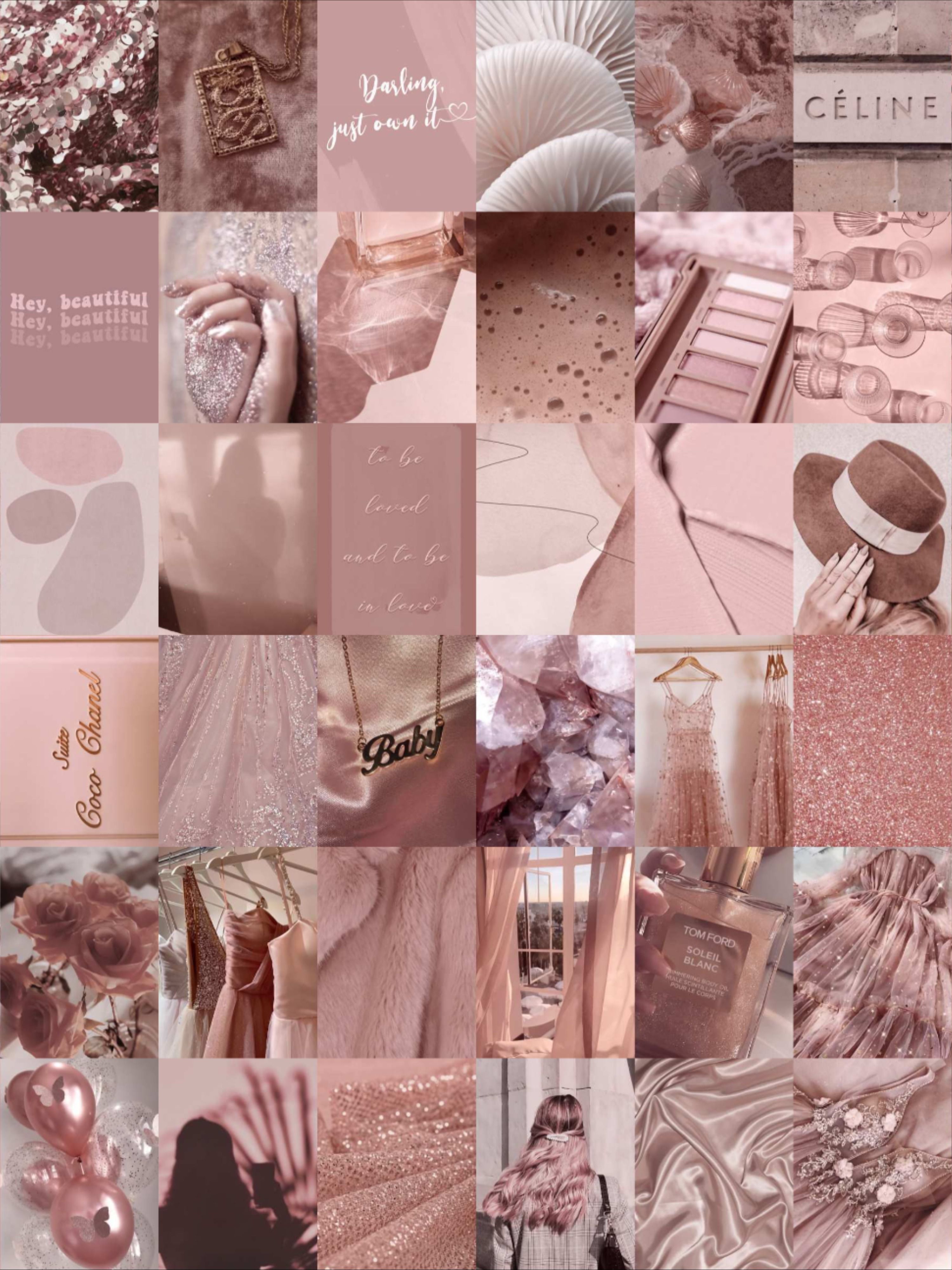 Rose Gold Wall Collage Kit Dusty Rose Aesthetic Soft Boujee. Etsy. Rose gold aesthetic, Gold aesthetic, Rose gold wallpaper