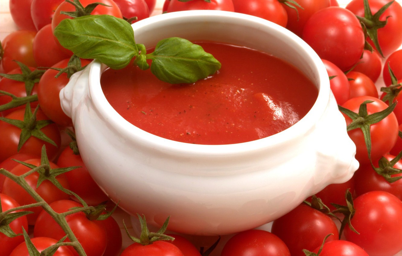 Wallpaper tomatoes, tomatoes, tureen, tomato soup image for desktop, section еда