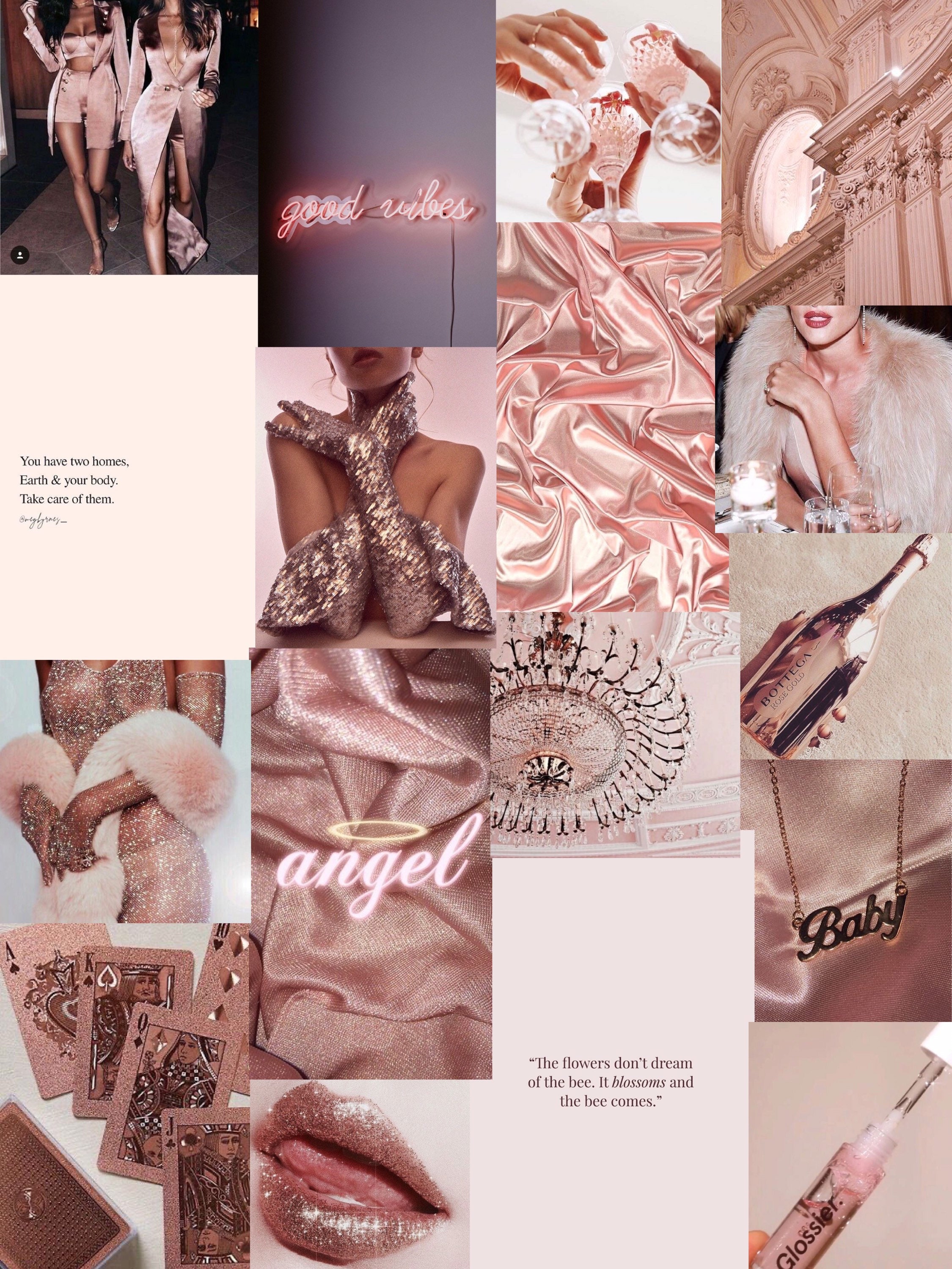 Boujee Rose Gold Designer Art Collage Pack Photo Kit