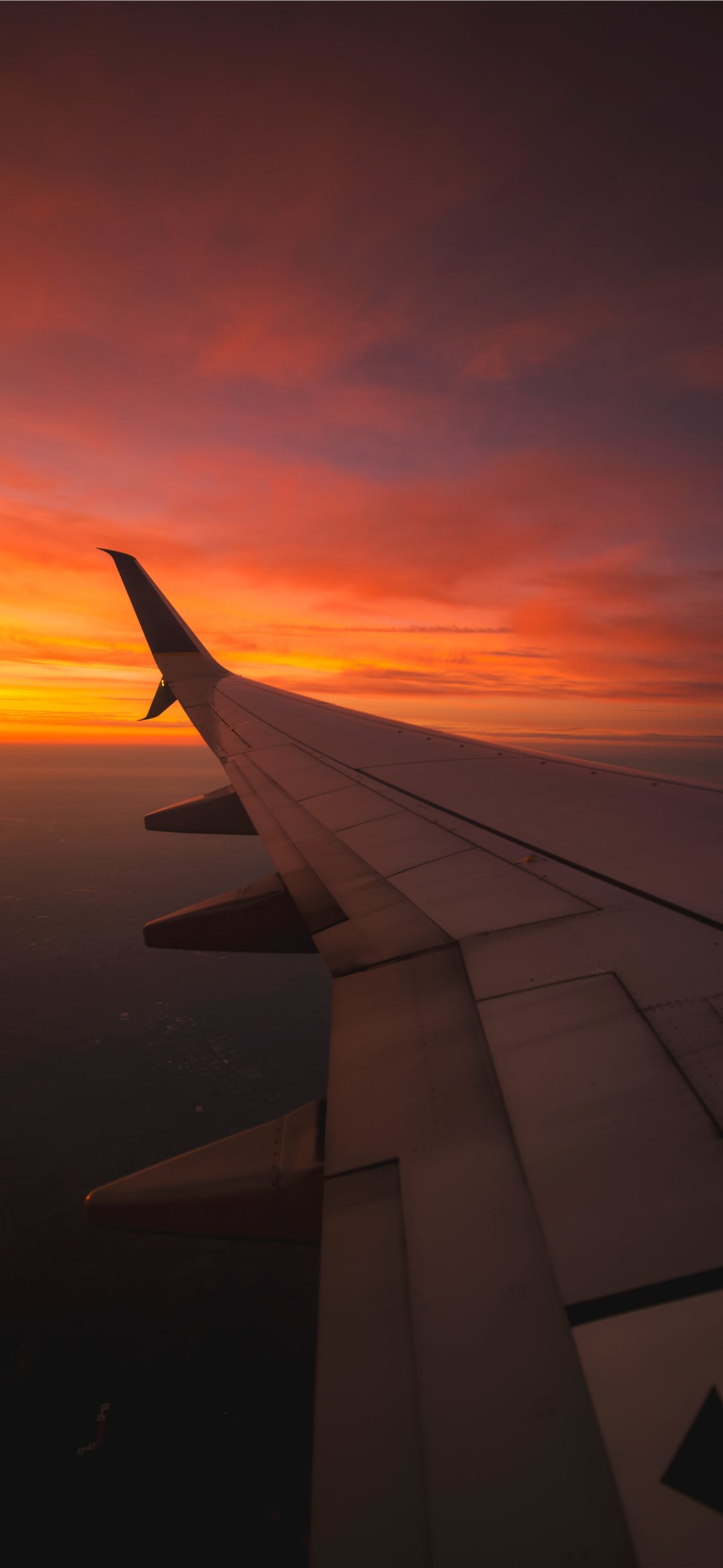 plane iphone wallpaper, sky, air travel, airline, wing, airplane, sunset, flight, afterglow, orange, horizon