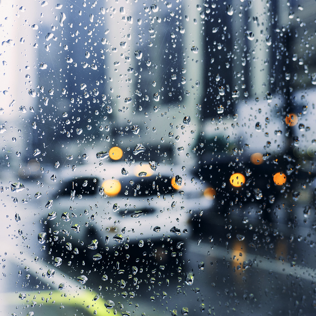 Rain Window Bokeh Art Car Sad Blue Wallpaper