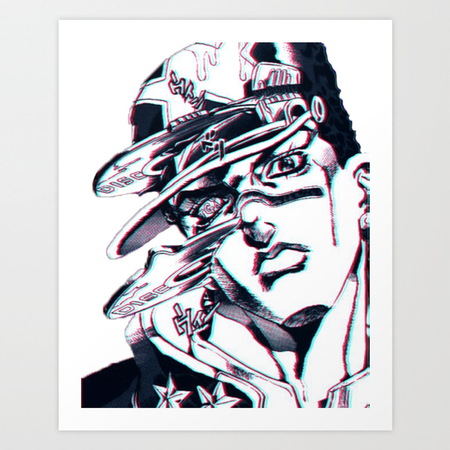 Jotaro Kujo from Jojo's bizarre adventure affected by Whitesnake Art Print