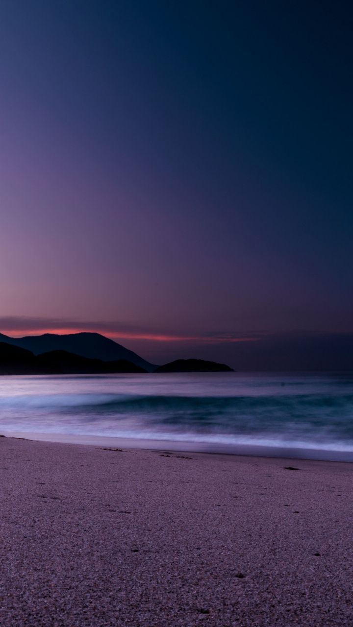 Calm, beach, purple, sunset, 720x1280 wallpaper. Beach sunset wallpaper, Sunset wallpaper, Scenery wallpaper