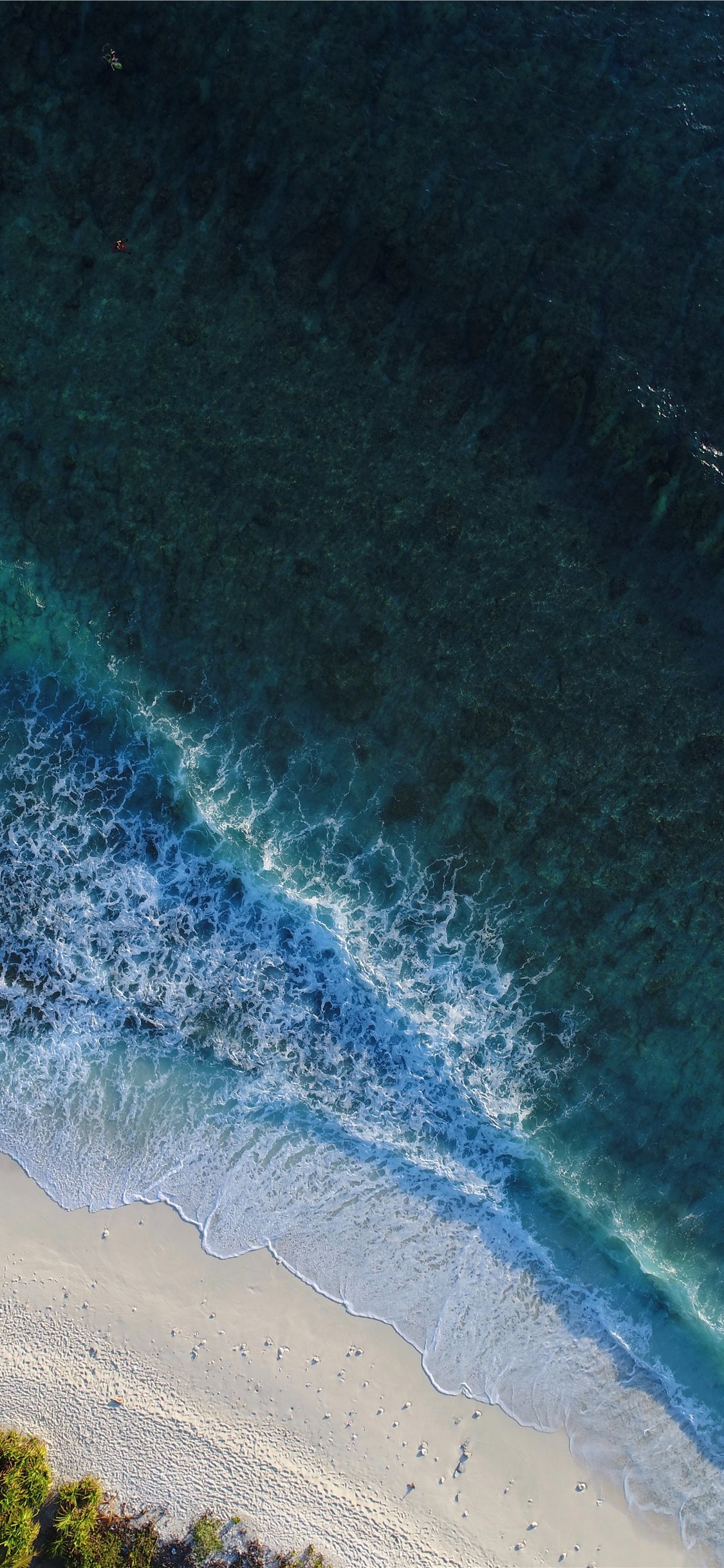turquoise calm sea wave splashing on white sand be. iPhone X Wallpaper Free Download
