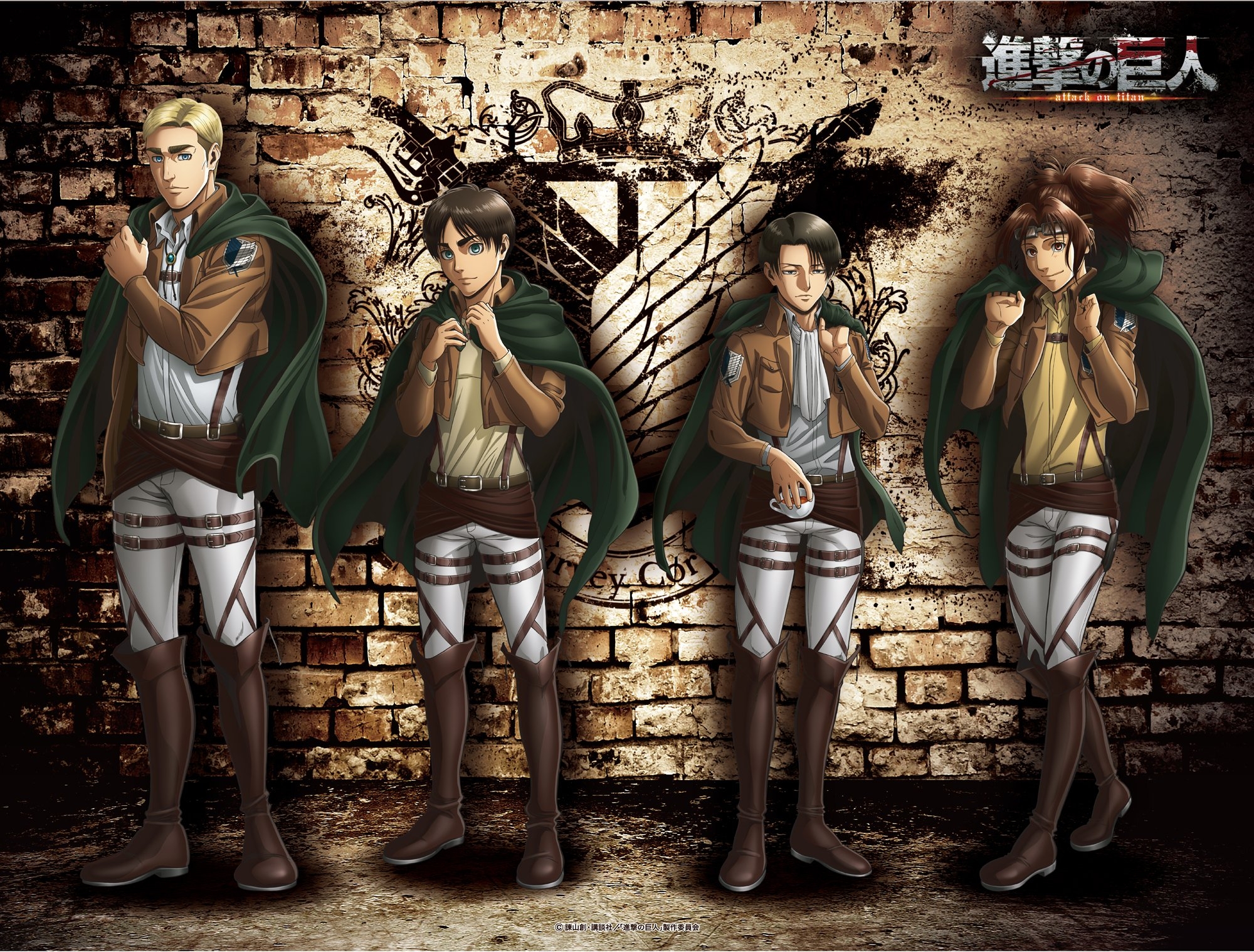 Download 2000x1518 Levi Ackerman, Erwin Smith, Eren Jaeger, Hange Zoe, Attack On Titan, Shingeki No Kyojin Wallpaper