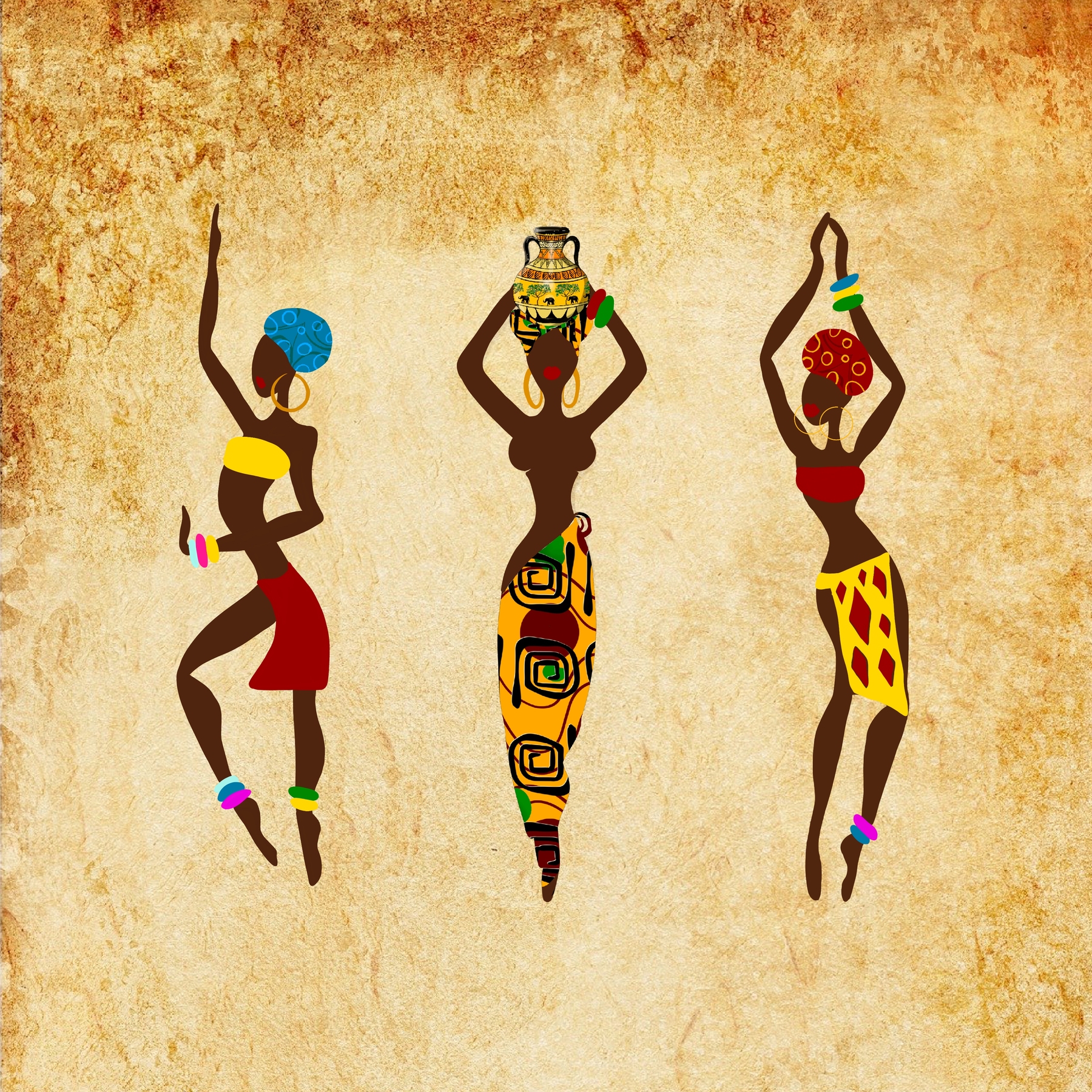 Buy African women dancing art wallpaper