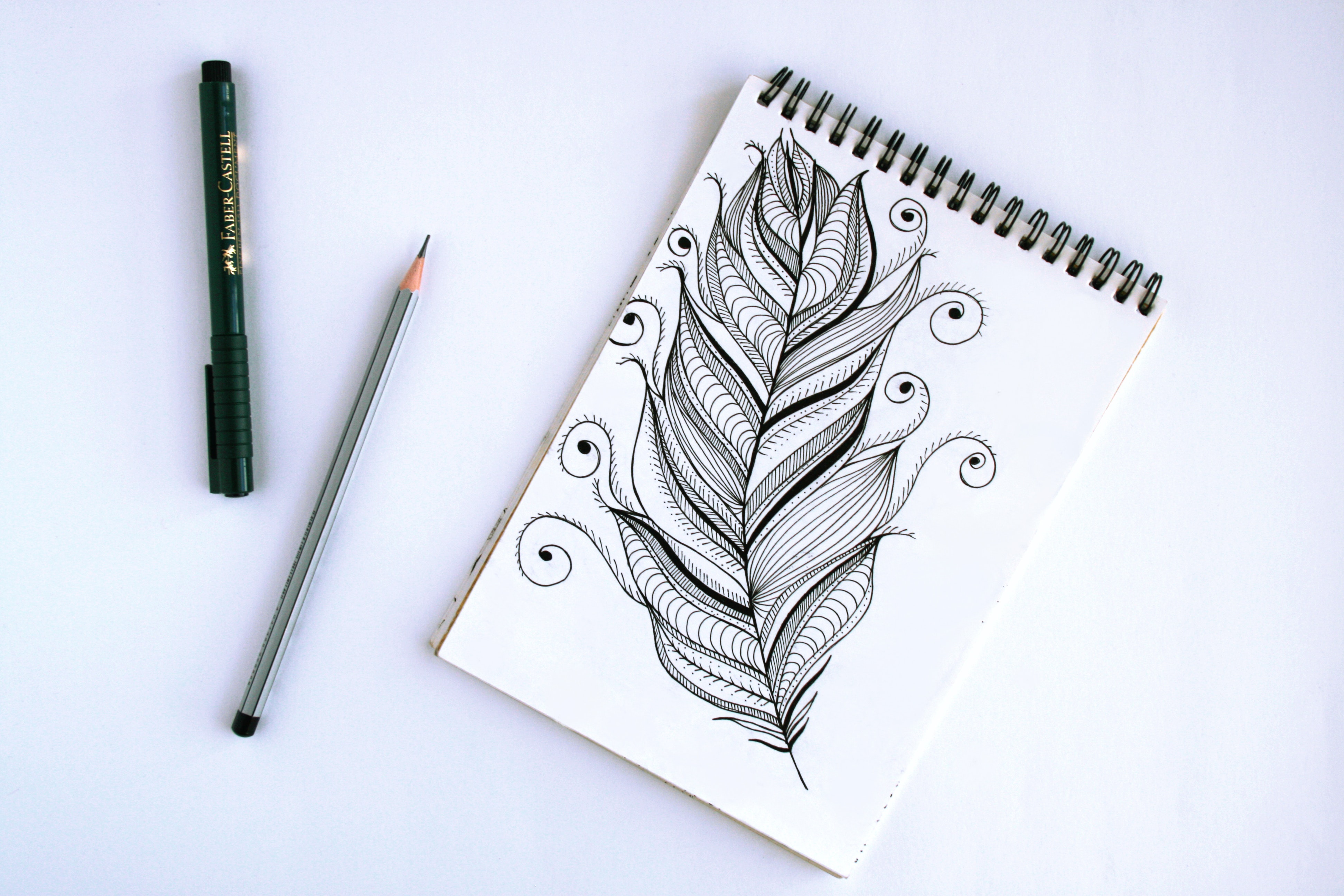 Free photo: Spring Book With Feather Sketch, Work, Sketching