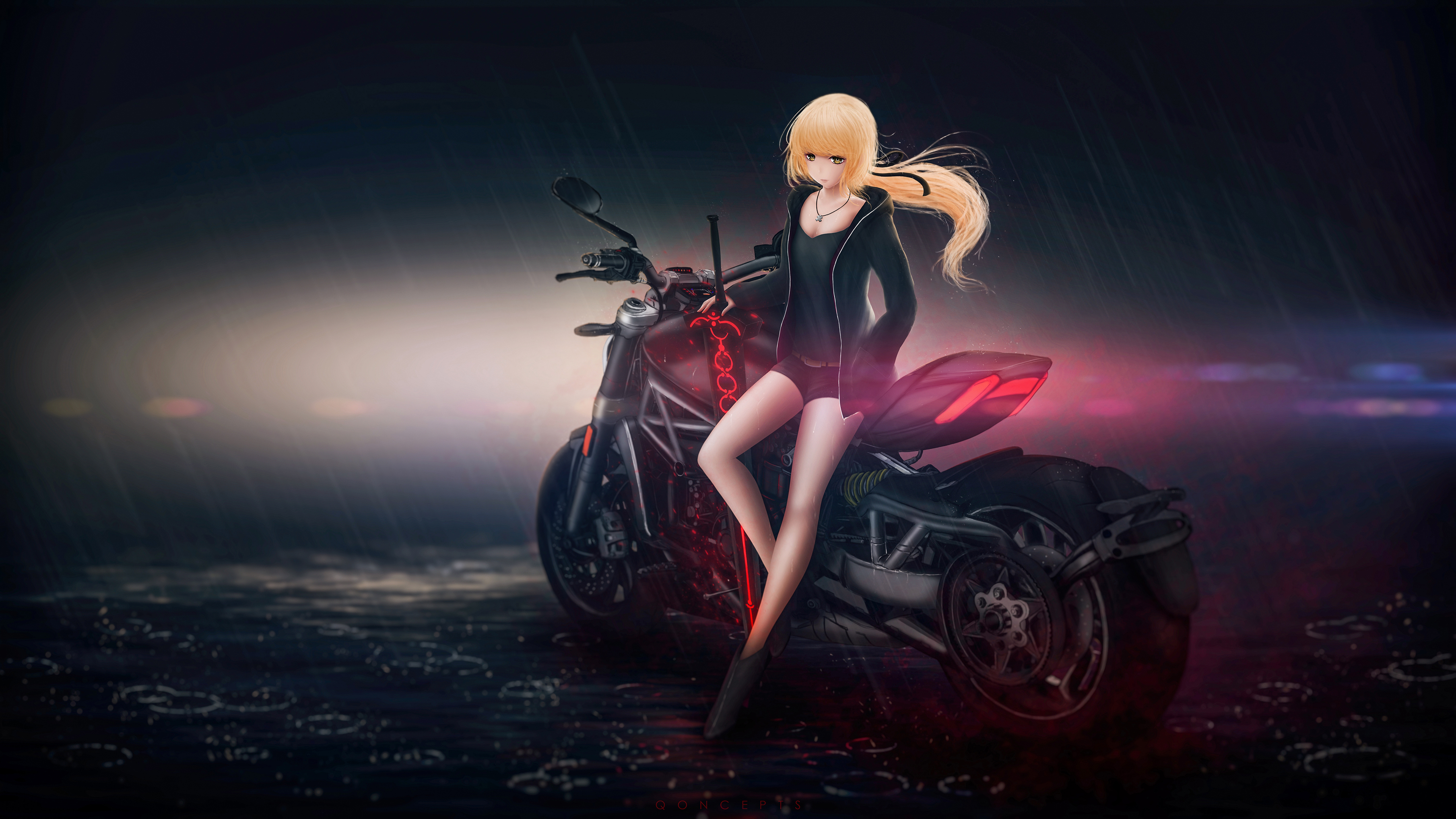 Desktop Wallpaper Saber, Anime Girl, Bike, Fate Series, HD Image, Picture, Background, Ebc4a1
