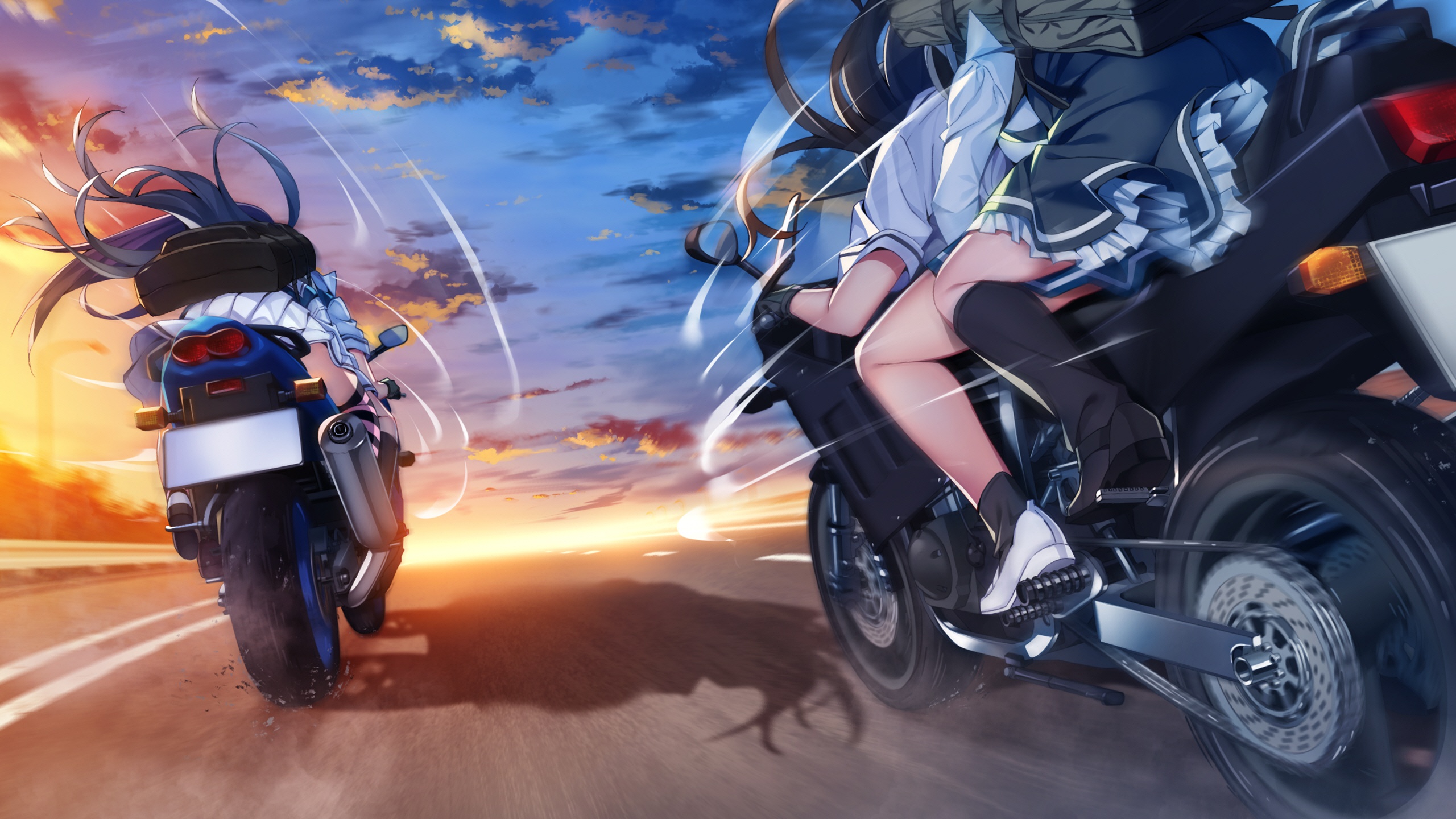 image Grisaia: Phantom Trigger Anime motorcycle young 2560x1440