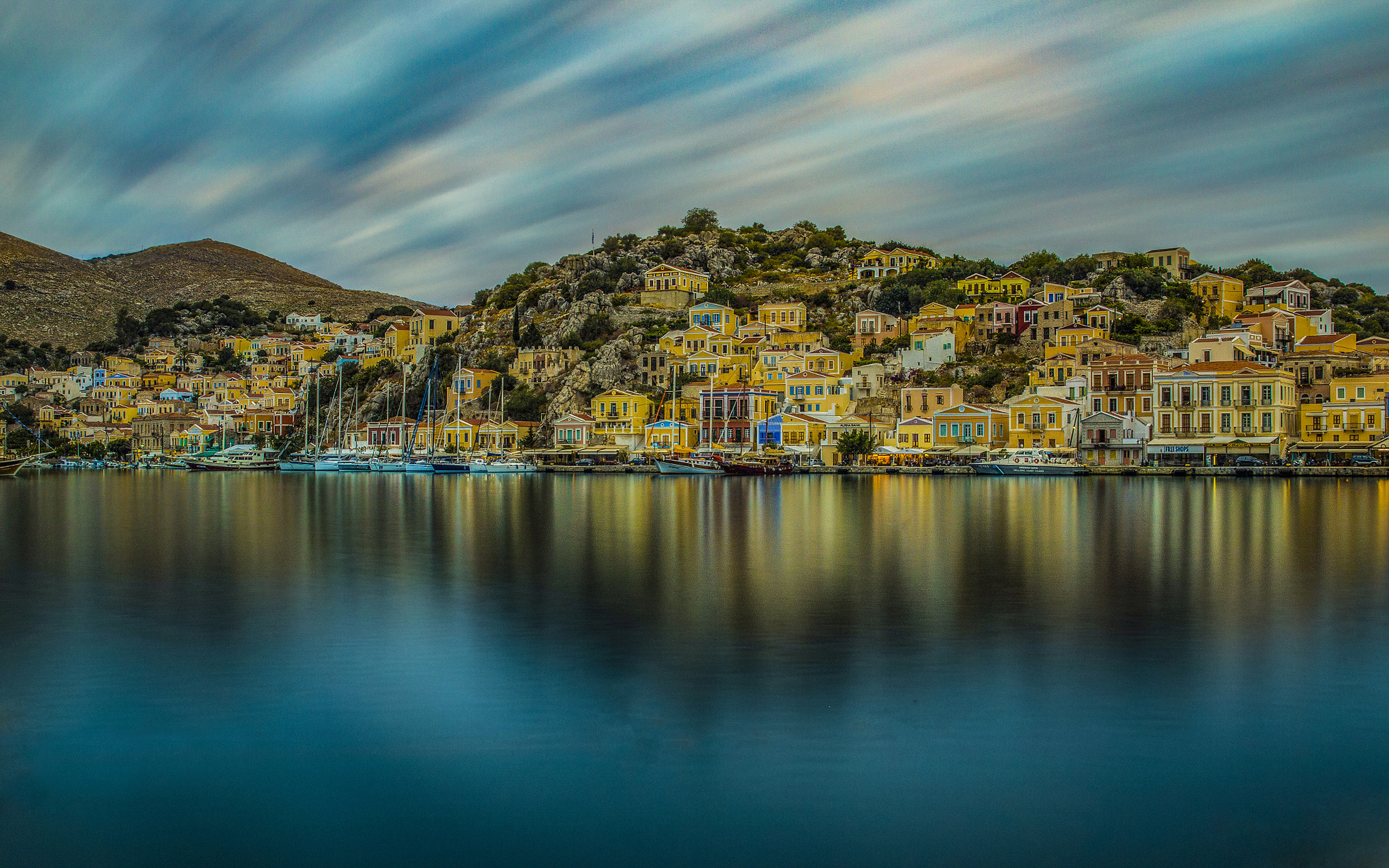 Symi İsland In Greece Part Of The Islands Group Of Dodecanese Surrounded By Colorful Neoclassical Houses 4k Ultra HD Wallpaper For Desktop Lapx2400, Wallpaper13.com
