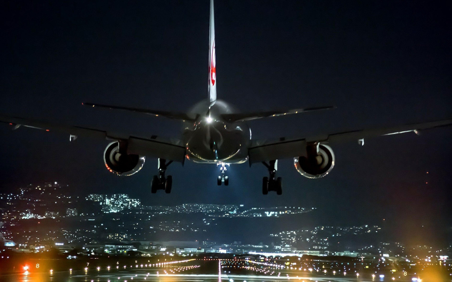 Wallpaper Airplane, Night, Flight, Airline, Air Travel • Wallpaper For You