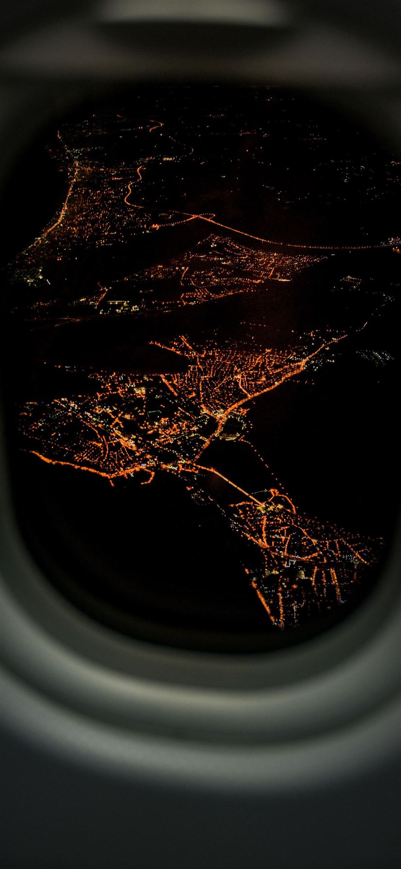 lighted city airplane view iPhone 11 Wallpaper Free Download