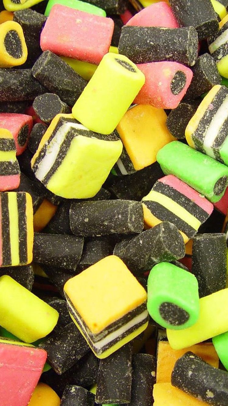 TAP AND GET THE FREE APP! Food Colorful Candy Candies Sweets Delicious HD iPhone 5 Wallpaper. Late night snacks easy, Licorice, Food