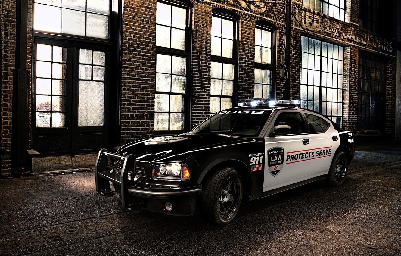 Wallpaper night, background, the building, Dodge, muscle car, Dodge, Charger, the front, the charger, Muscle car, Pursuit, Pace Car image for desktop, section dodge