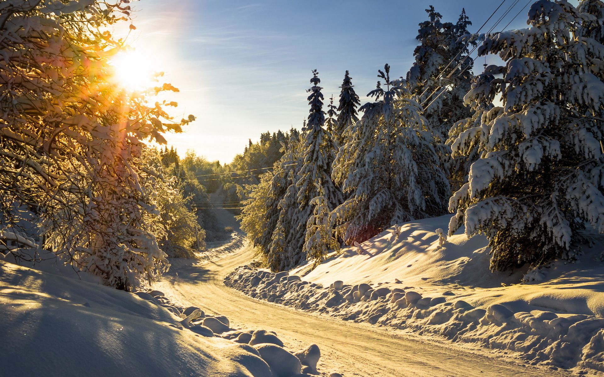 Winter Landscape Sunny Wallpaper, HD Winter Landscape Sunny Background on WallpaperBat