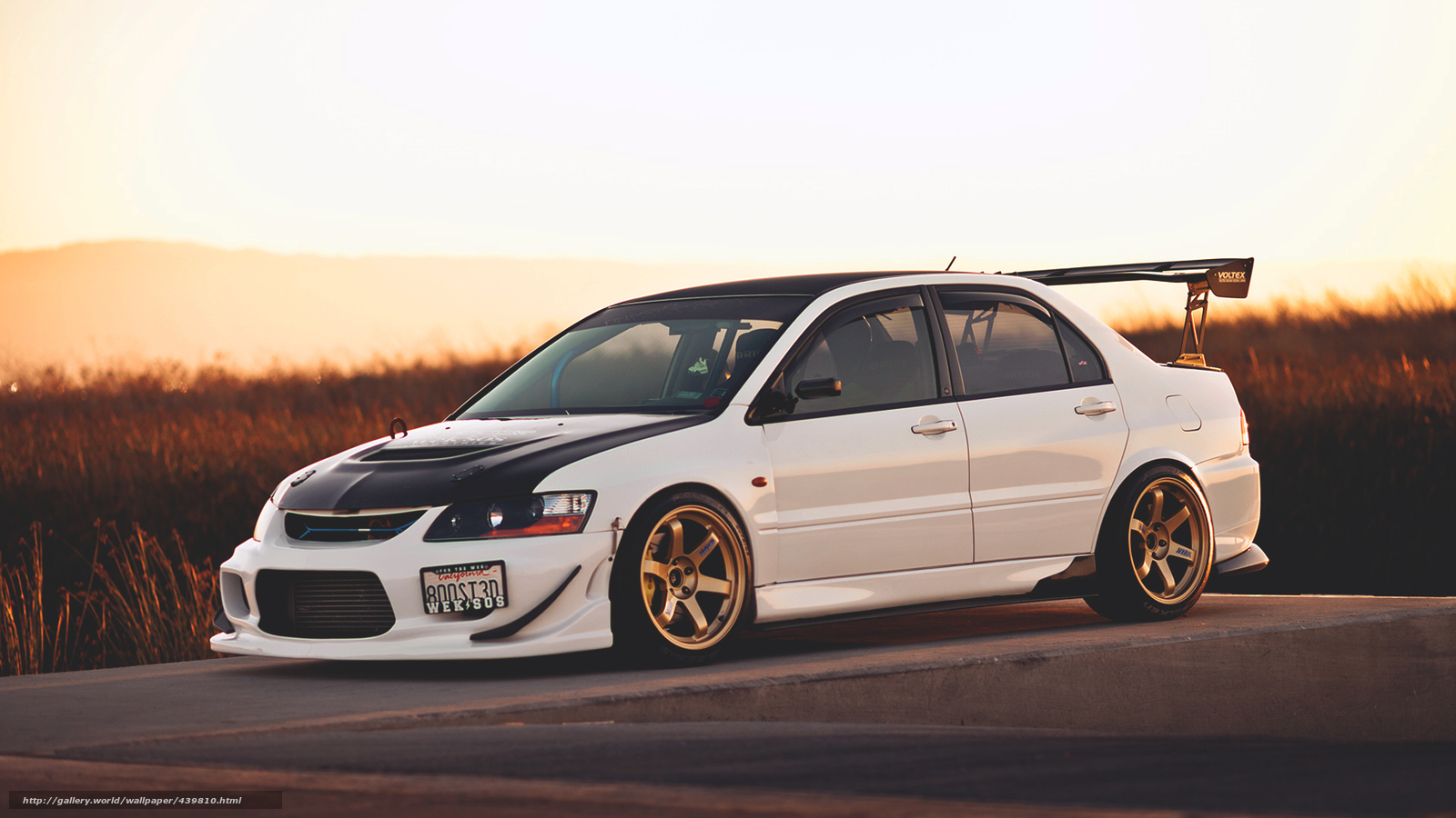 Download wallpaper Mitsubishi, Lancer, Evo, sunset free desktop wallpaper in the resolution 1920x1080