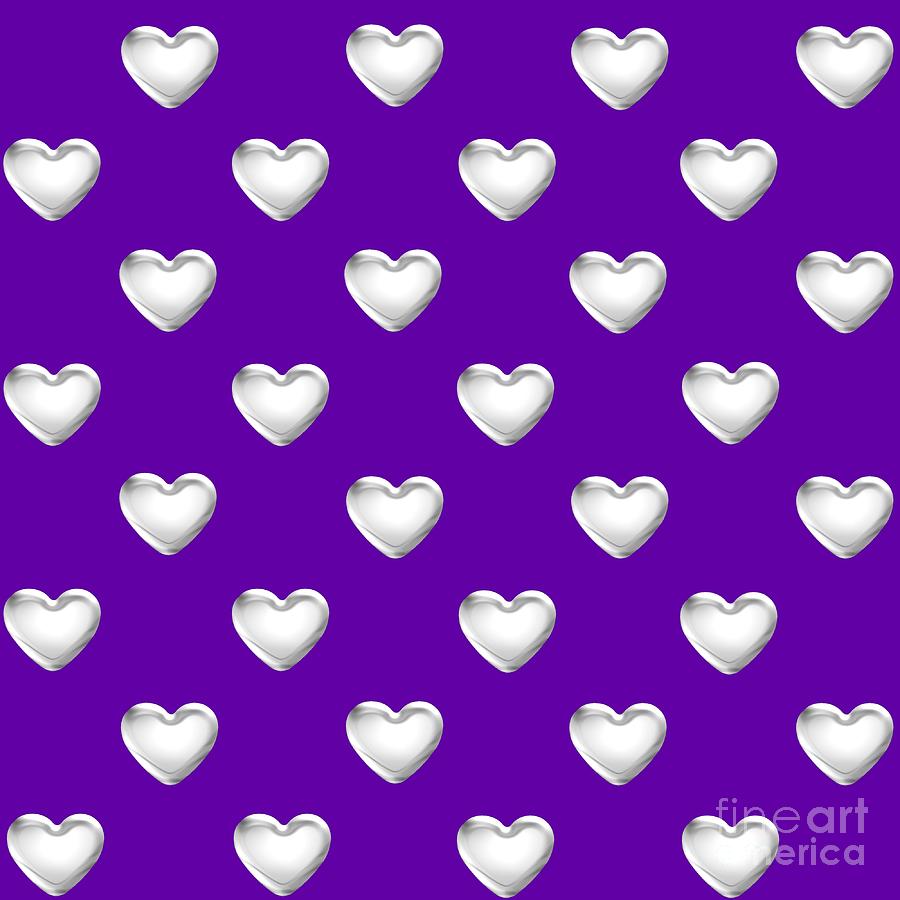 Silver Hearts On A Purple Background Saint Valentines Day Love And Romance Digital Art By Rose Santuci Sofranko
