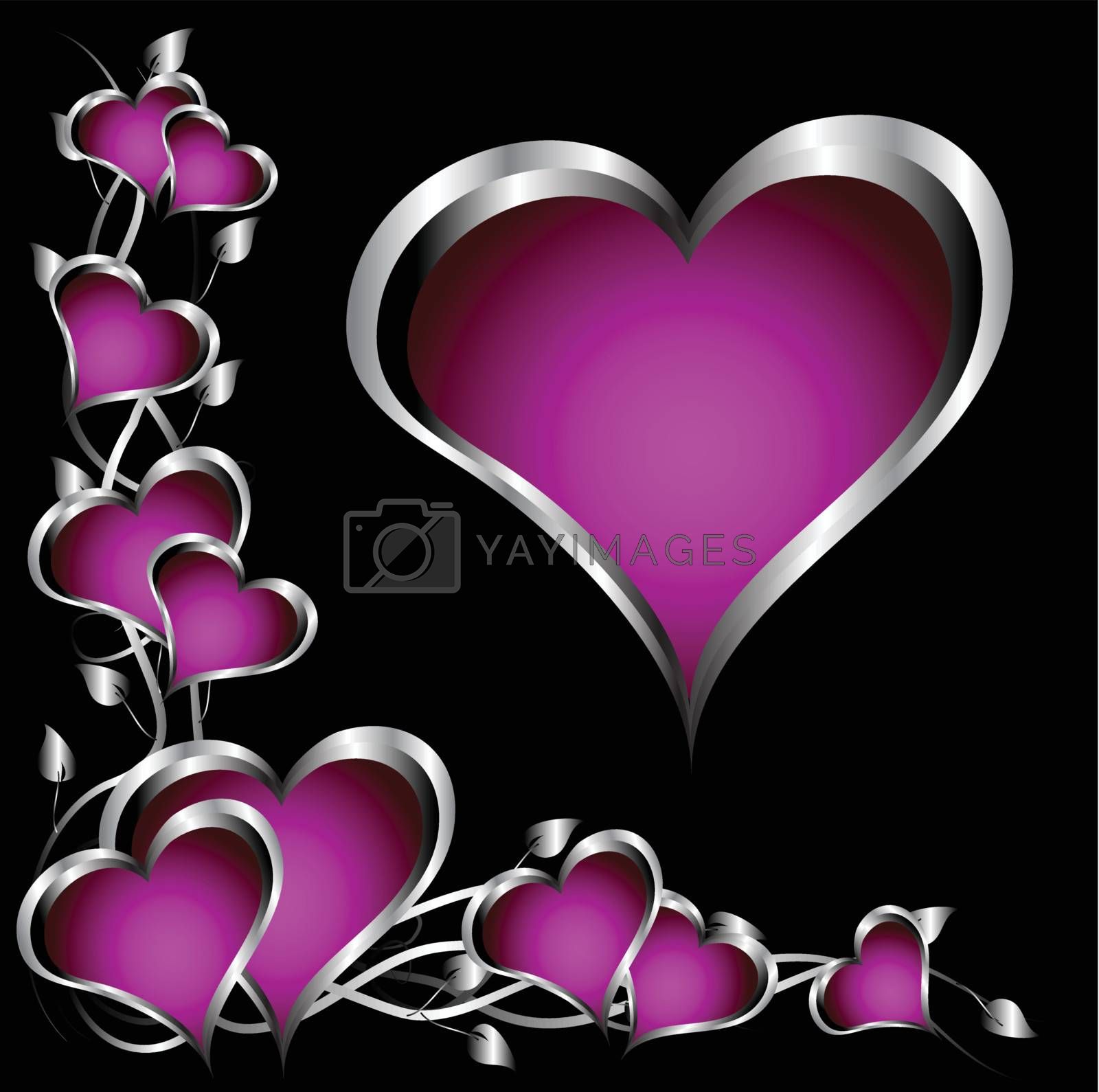 Royalty Free Vector. A purple hearts Valentines Day Background