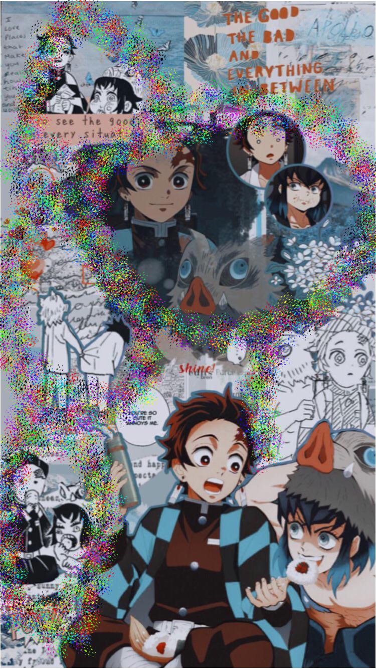 Inosuke and tanjiro ship wallpaper(edited by me sorry if it sucks im not good at this)