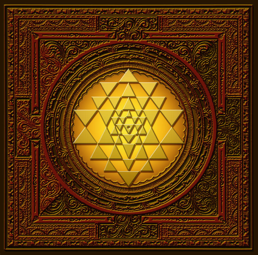 Golden Sri Lakshmi Yantra Digital Art
