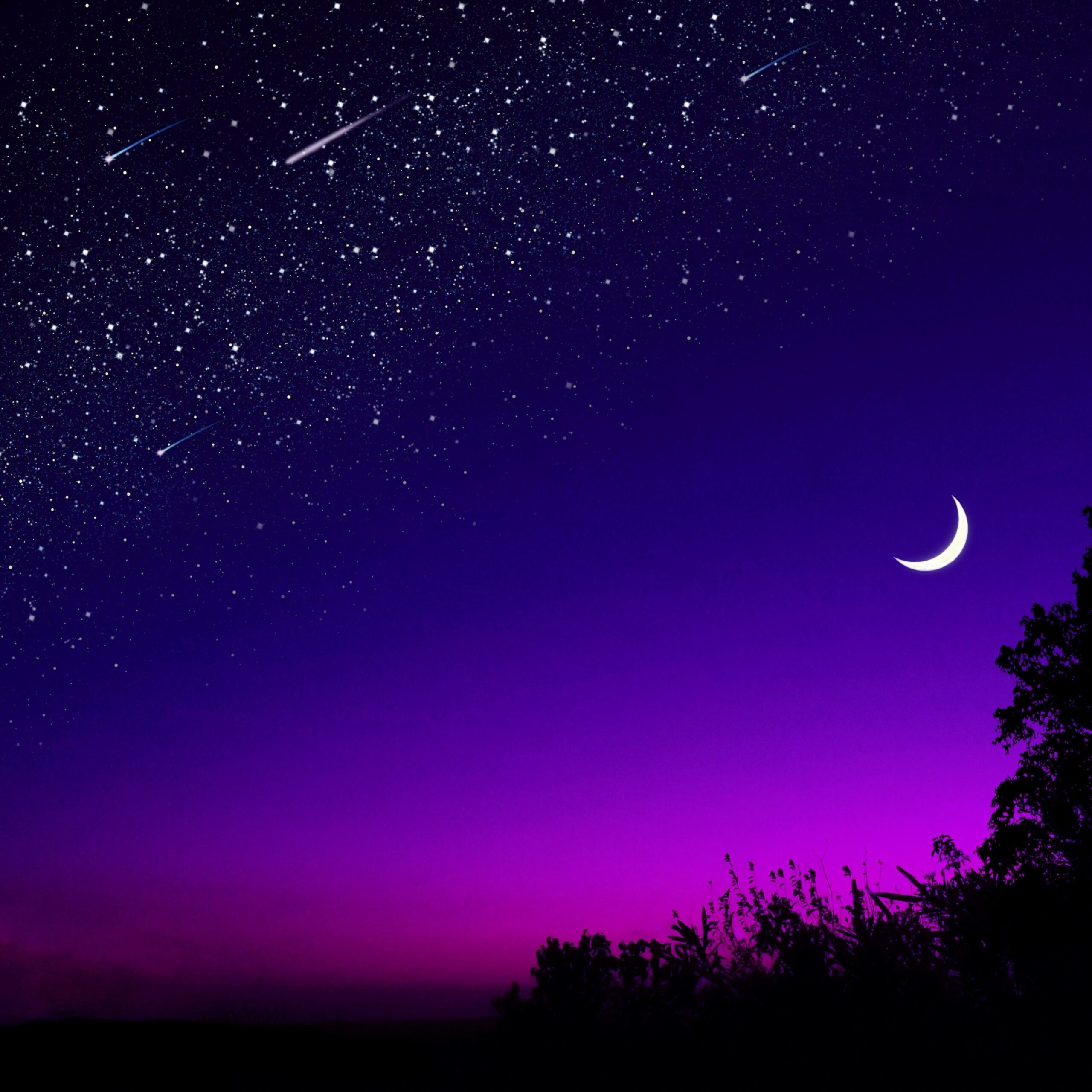 Beautiful Night Sky With Stars And Moon Wallpaper