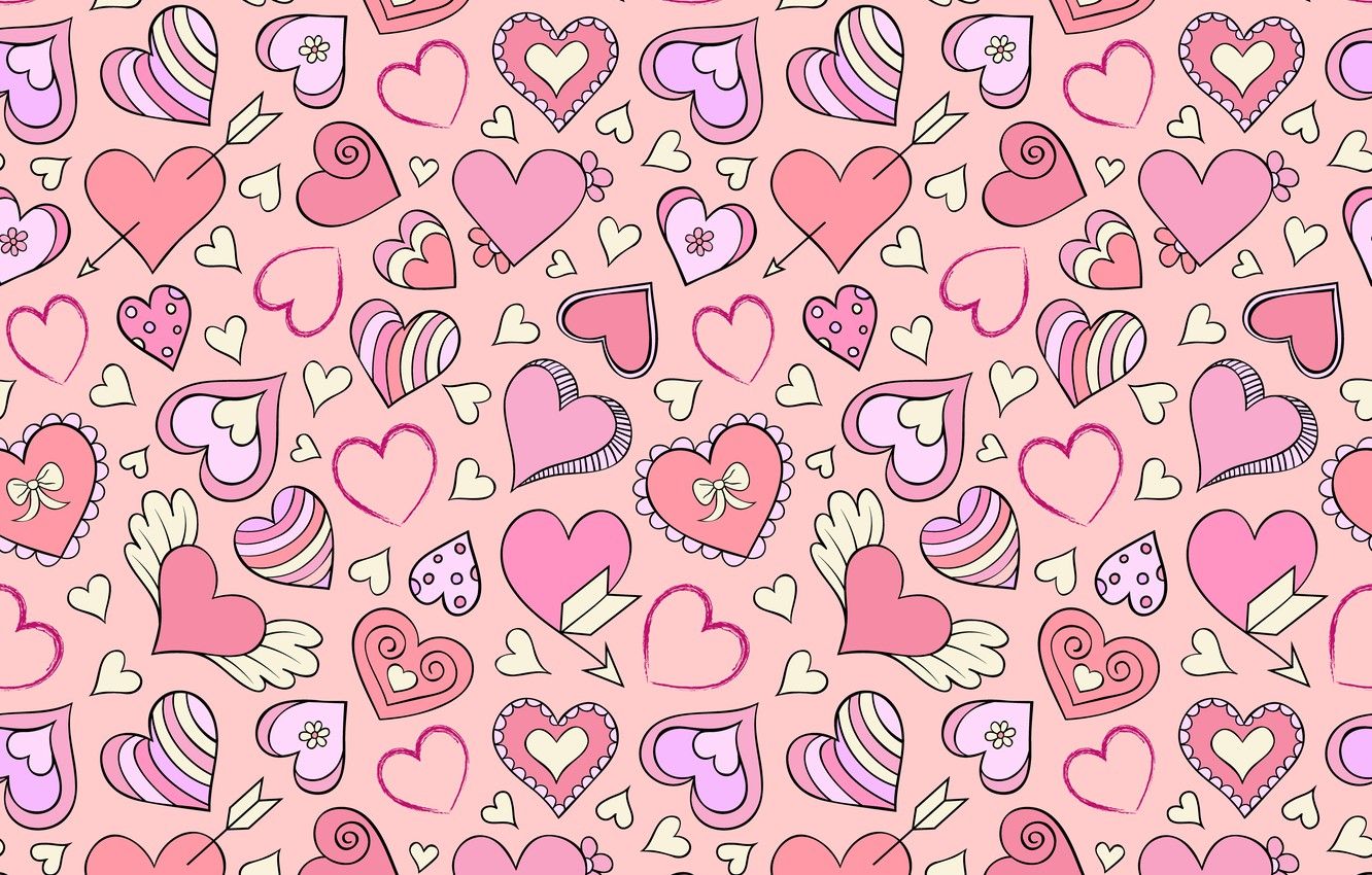 Aesthetic Pink Heart Wallpaper For Computer