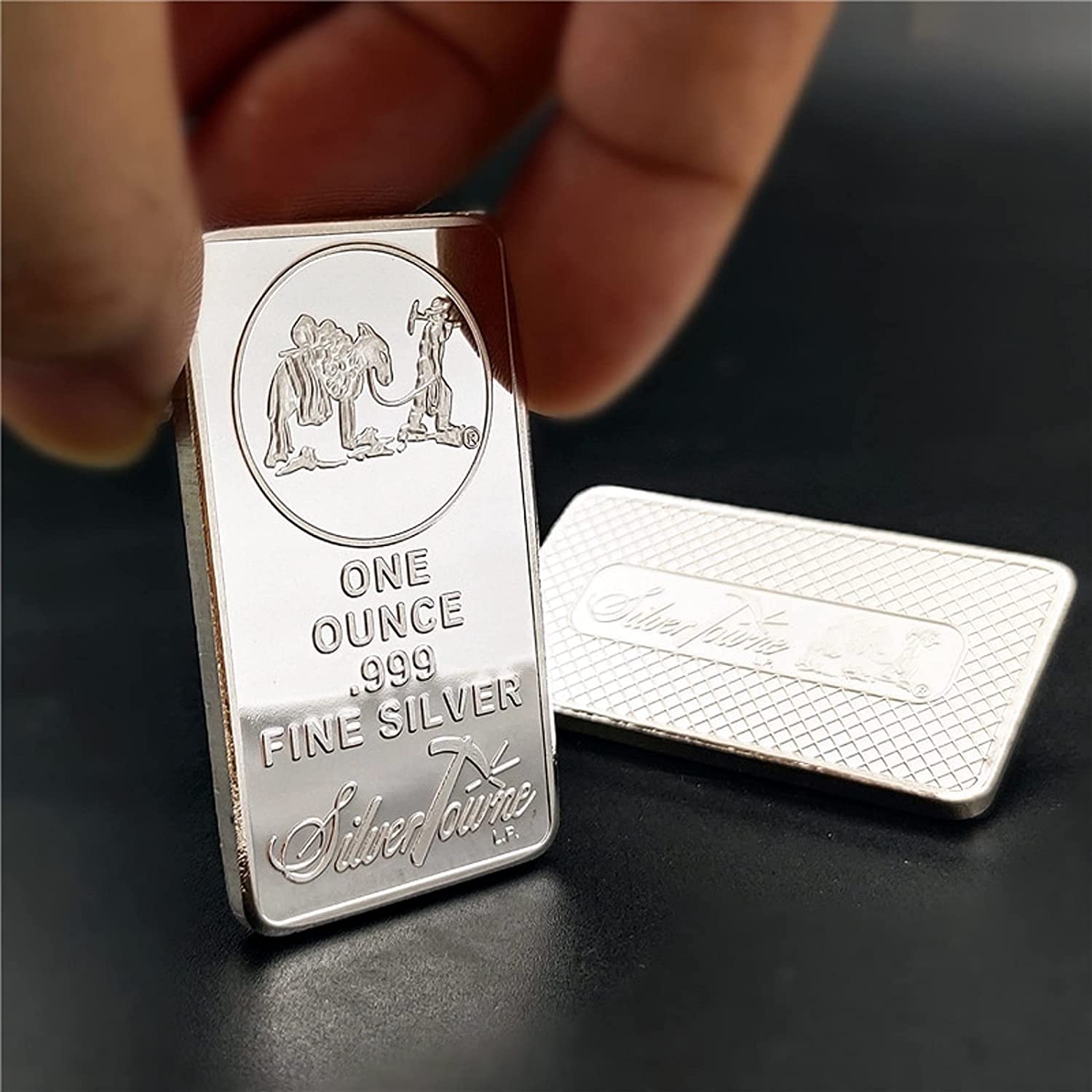Silver Bars Replica American Prospector, Steel Material with Silver Plated Coin Collection Souvenir Bar, Home & Kitchen