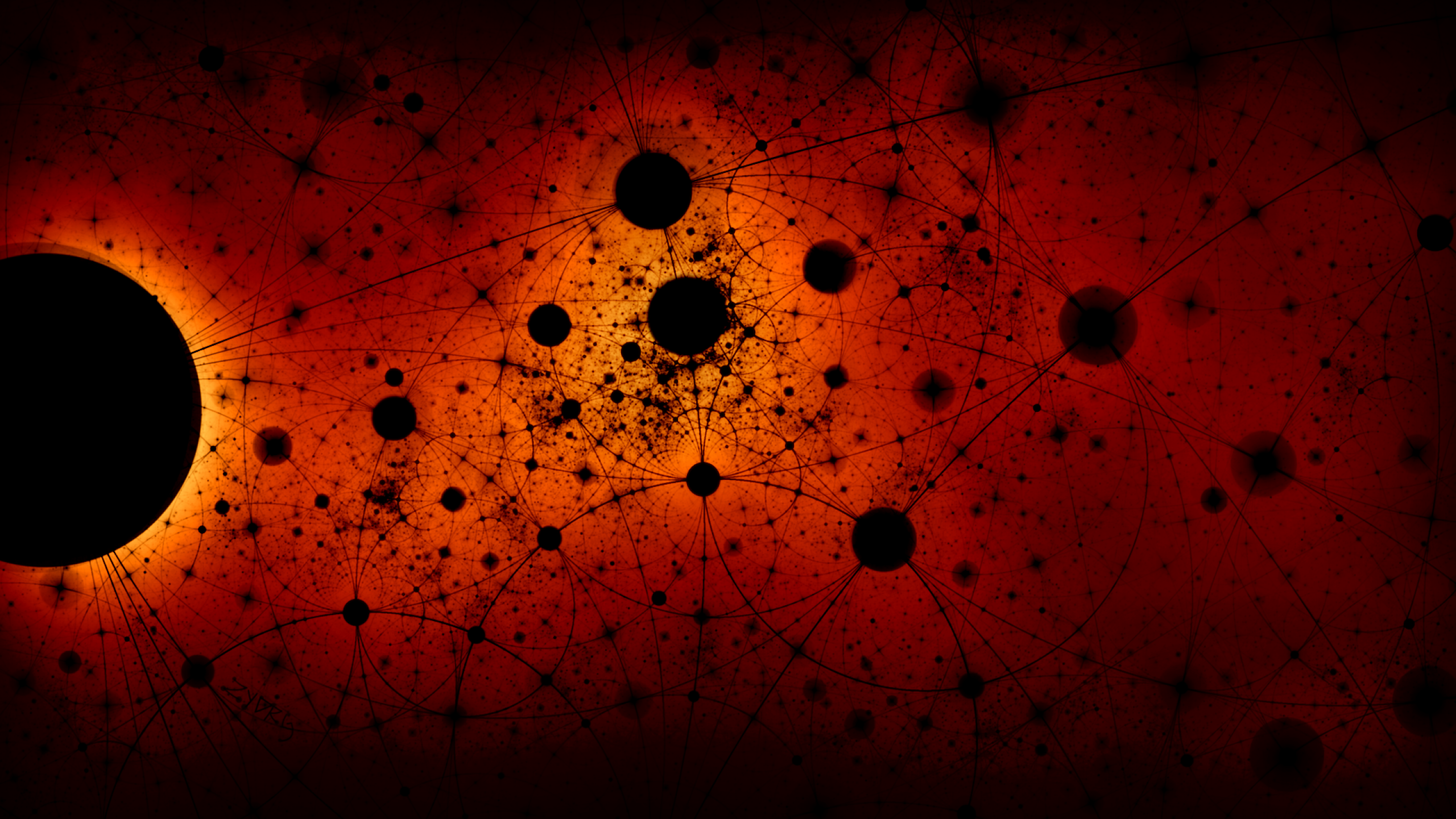 Download 2560x1440 Fractal, Red, Circles Wallpaper for iMac 27 inch