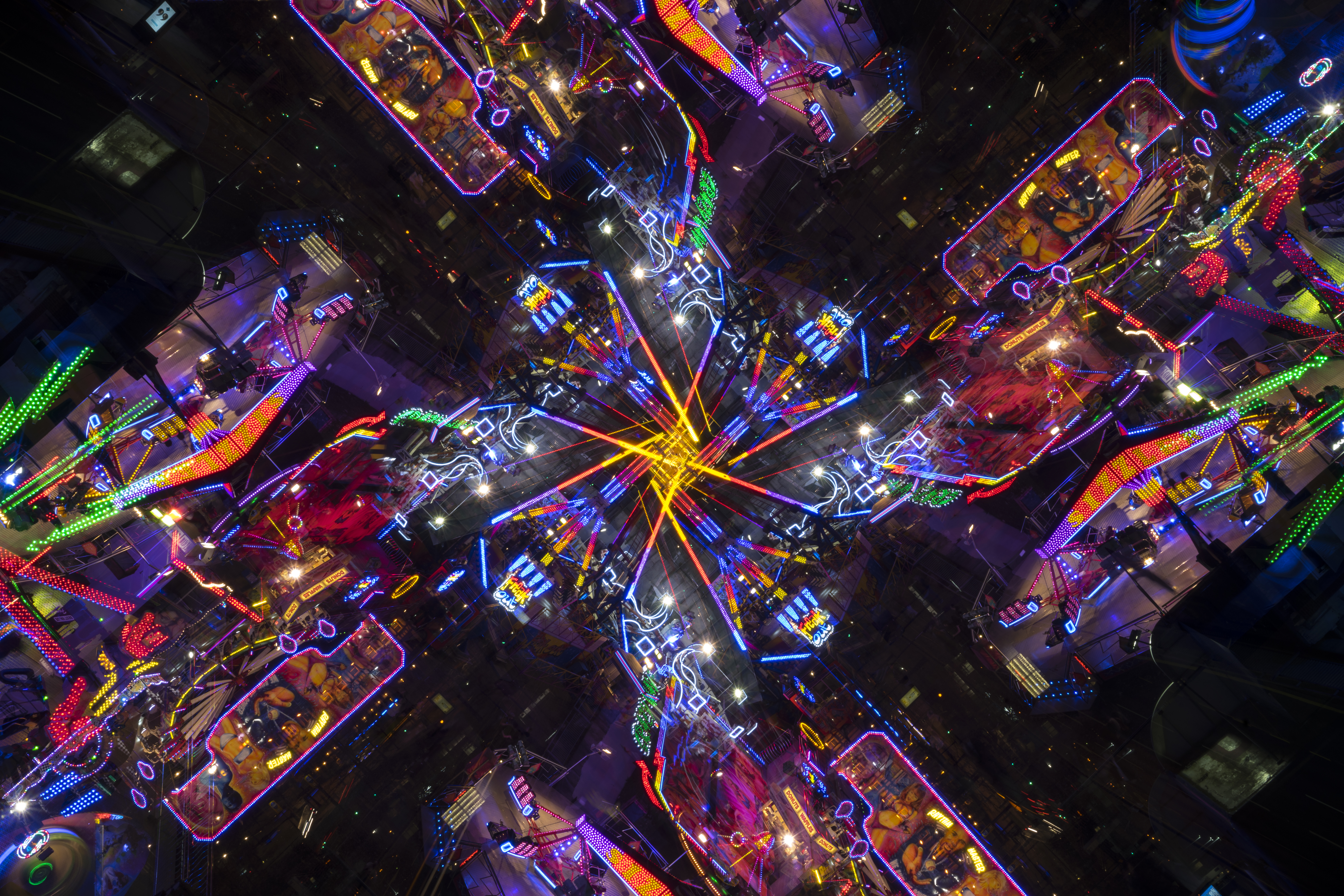 Wallpaper, lights, people, night, abstract, children, space, purple, surreal, camera, kaleidoscope, metropolis, angular, fair, ART, artistic, Motion, blur, out, colourful, nightphotography, design, carpark, funfair, sheffield, rides, sooc, straight
