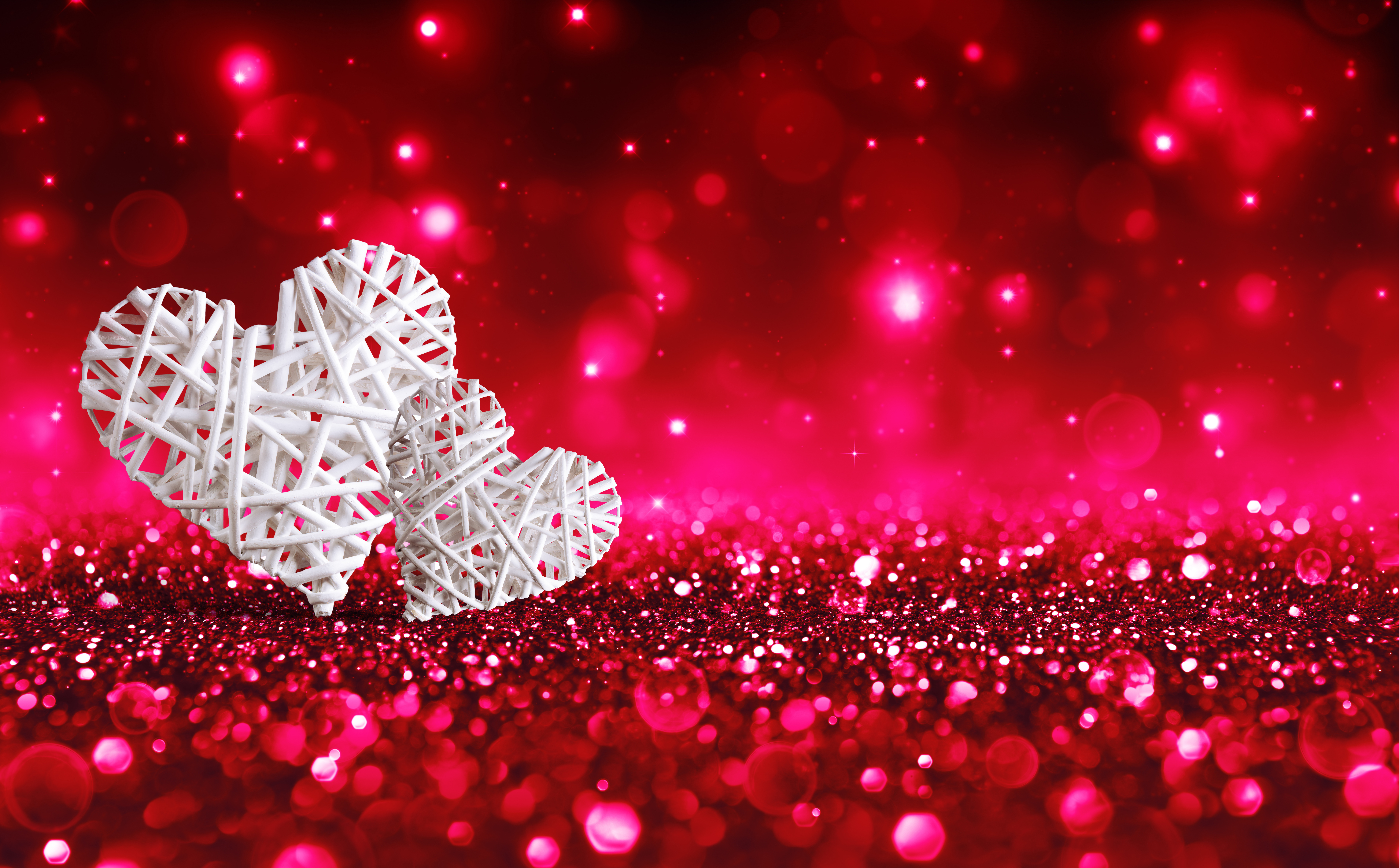 Wallpaper Heart, Valentines Day, Glitter, Pink, Red, Background Free Image