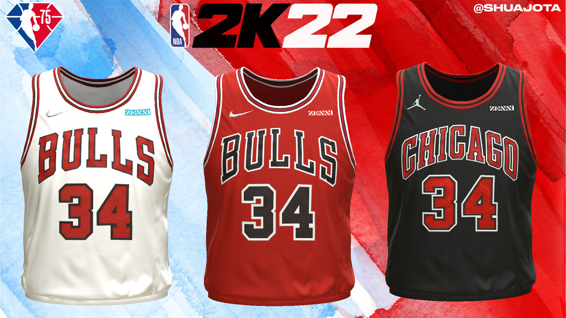 NBA 2K22 Official Chicago Bulls 2021 2022 Jerseys (Compatible With NBA 2K21 & NBA 2K20): NBA 2K22 Mods, Rosters & Cyberfaces