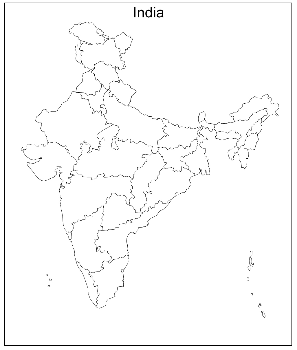 Printable Blank Map of India, Transparent, PNG map