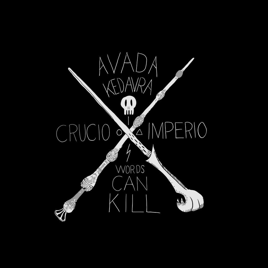Avada Kedavra Crucio Imperio Words Can Kill Unforgivable Curses Harry Potter Voldemort, Women's T Shirt, Black, XX Large, Amazon.co.uk: Clothing