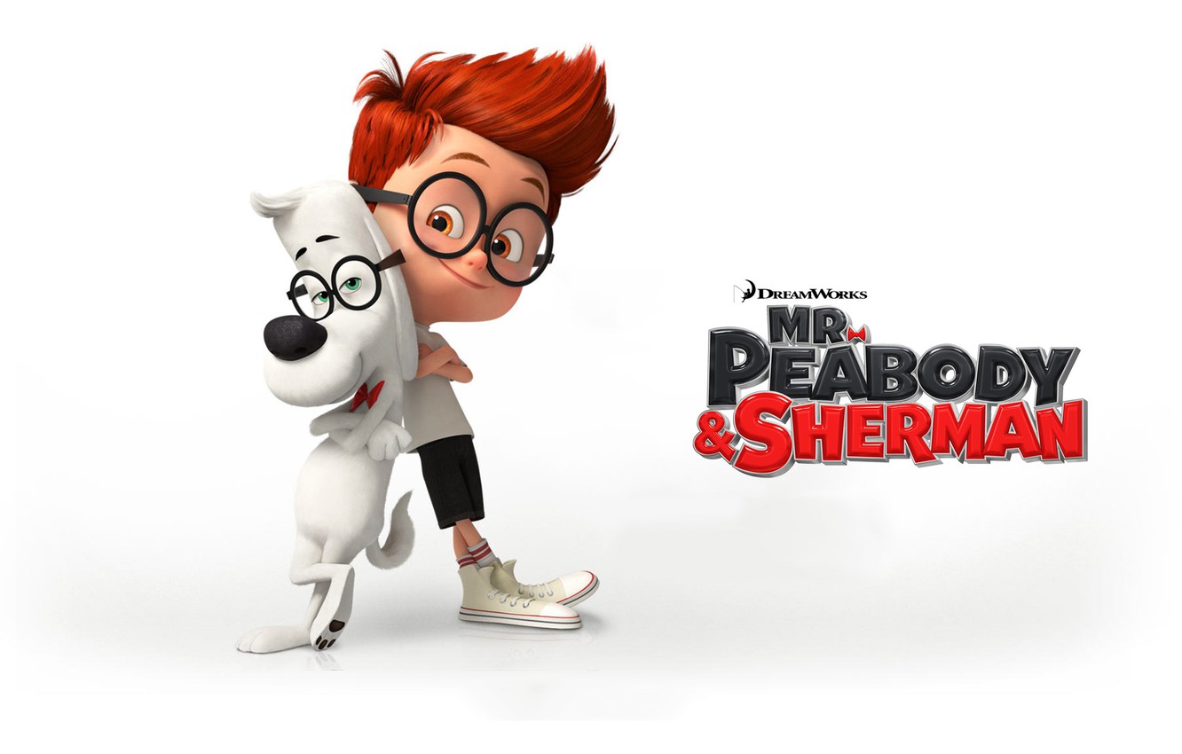 Wallpaper cartoon, dog, boy, glasses, white background, characters, Sherman, The adventures of Mr. Peabody and Sherman, Mr. Peabody & Sherman, Mr. Peabody image for desktop, section фильмы