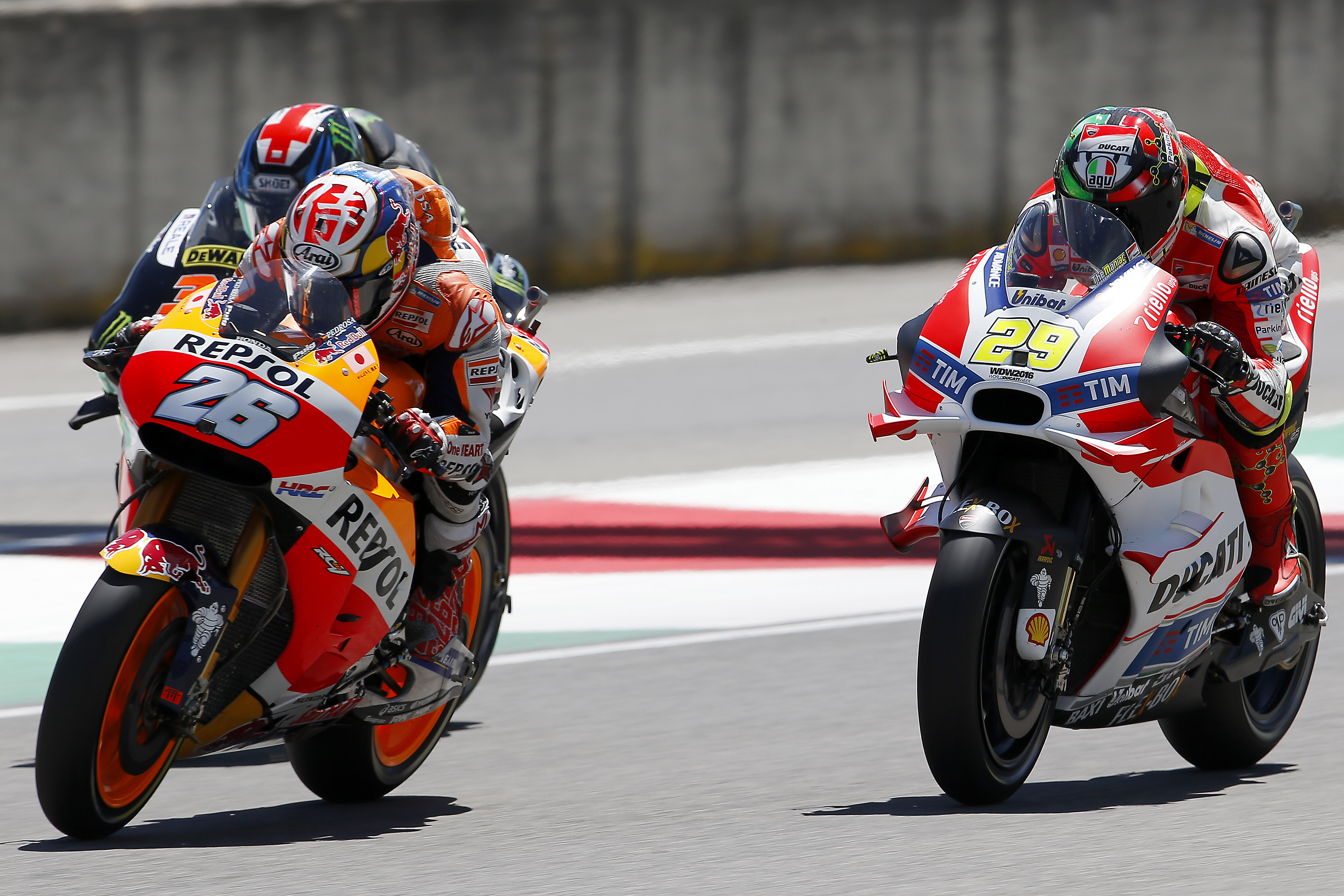 Dani Pedrosa, Andrea Iannone and Bradley Smith 2016