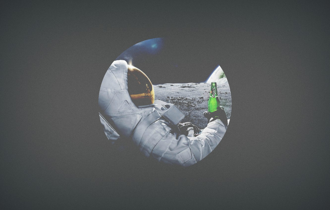 Wallpaper space, the moon, beer, astronaut image for desktop, section космос