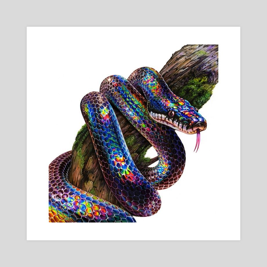 Rainbow Snake, an art print by Morgan Davidson. Snake drawing, Snake art, Snake painting