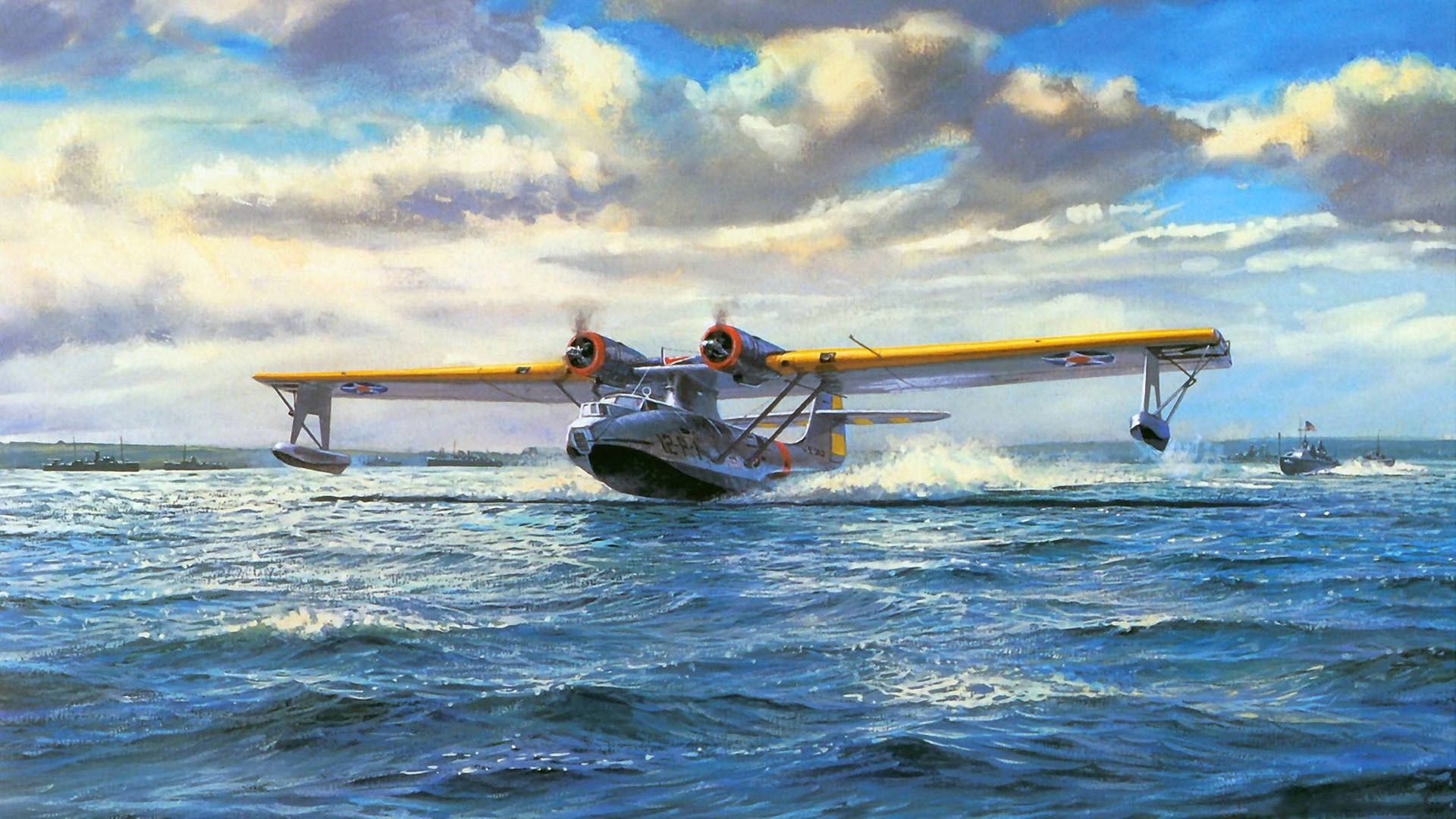 PBY 5A Catalina Seaplane. Flying Boat, Aircraft Art, Aviation Art