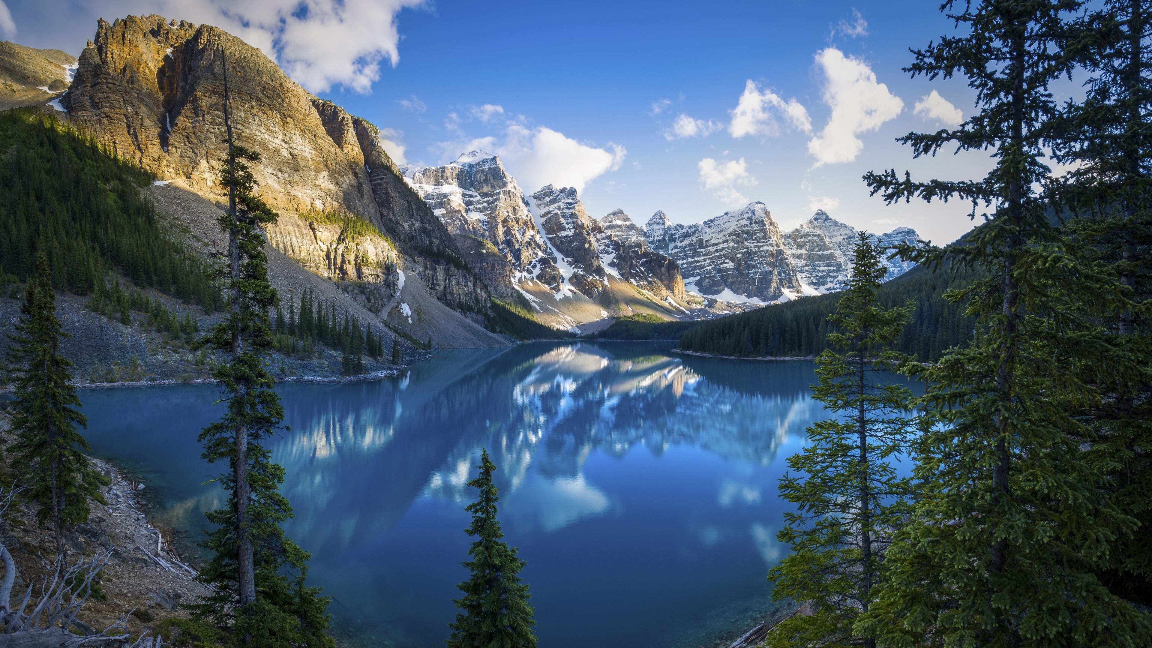 Moraine Lake Wallpaper 4K, Banff National Park, Mountains, Daytime, Scenery, Nature