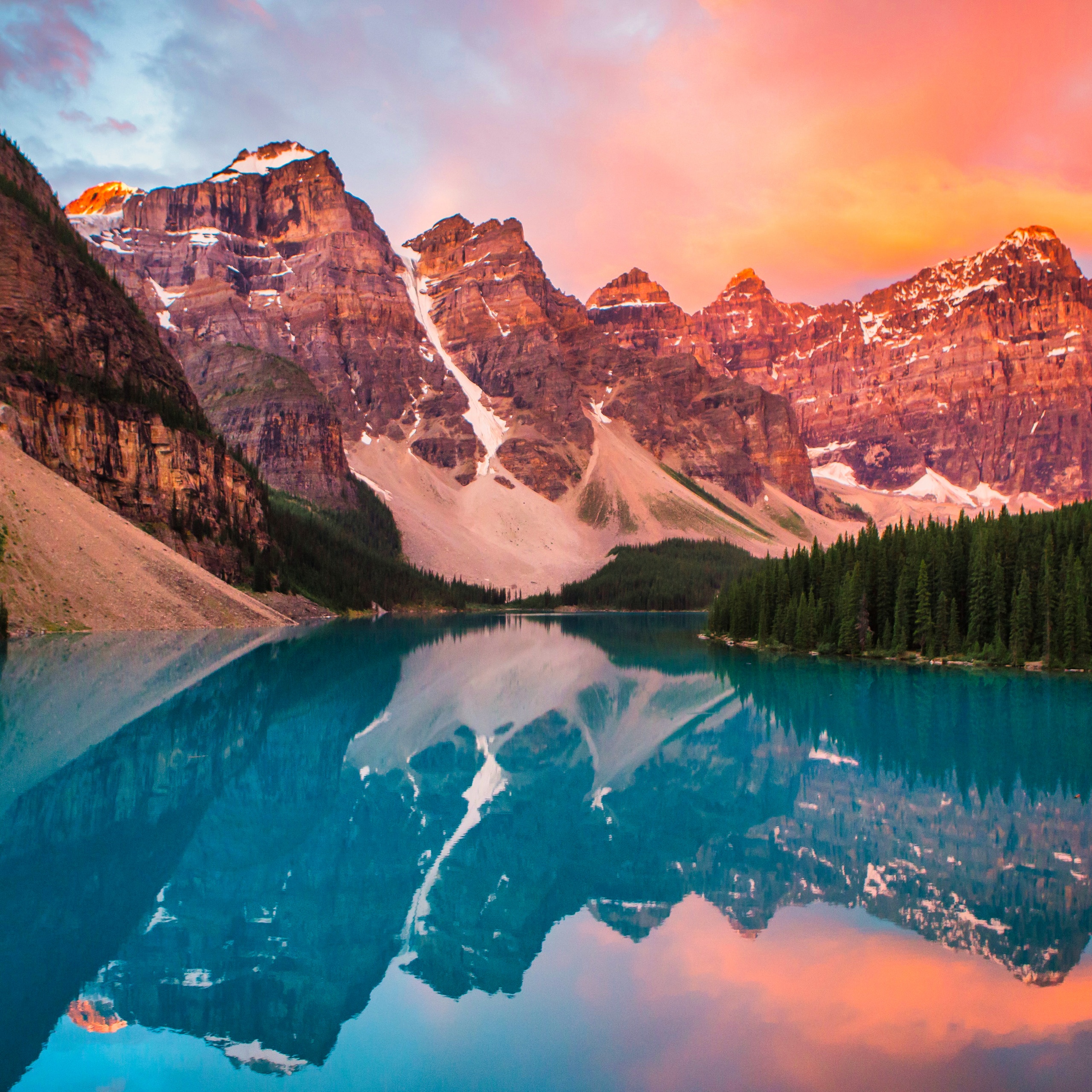 Moraine Lake Wallpaper 4K, Rocky Mountains, Banff National Park, Landscape, Nature