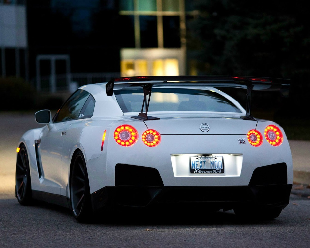 Wallpaper Nissan GTR R35 white car at evening 1920x1080 Full HD 2K Picture, Image