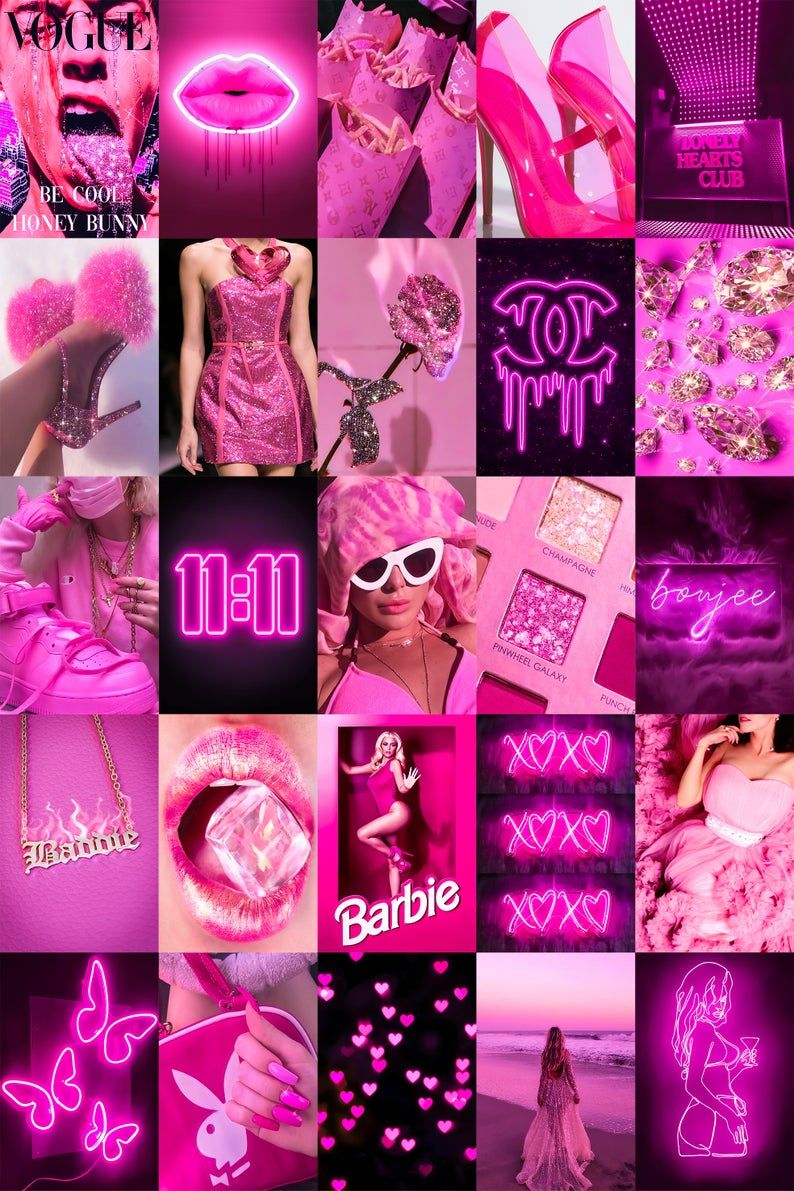 Boujee Pink Neon Photo Collage Kit Hot Pink Aesthetic Baddie. Etsy. Pink wallpaper girly, Hot pink wallpaper, Pink wallpaper iphone