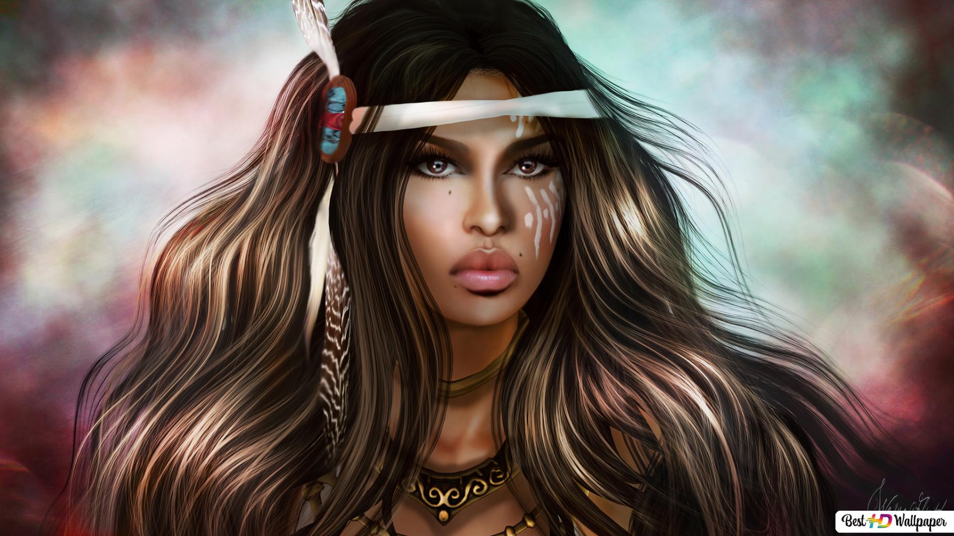 Fantasy Warrior Woman with Face Paint HD wallpaper download