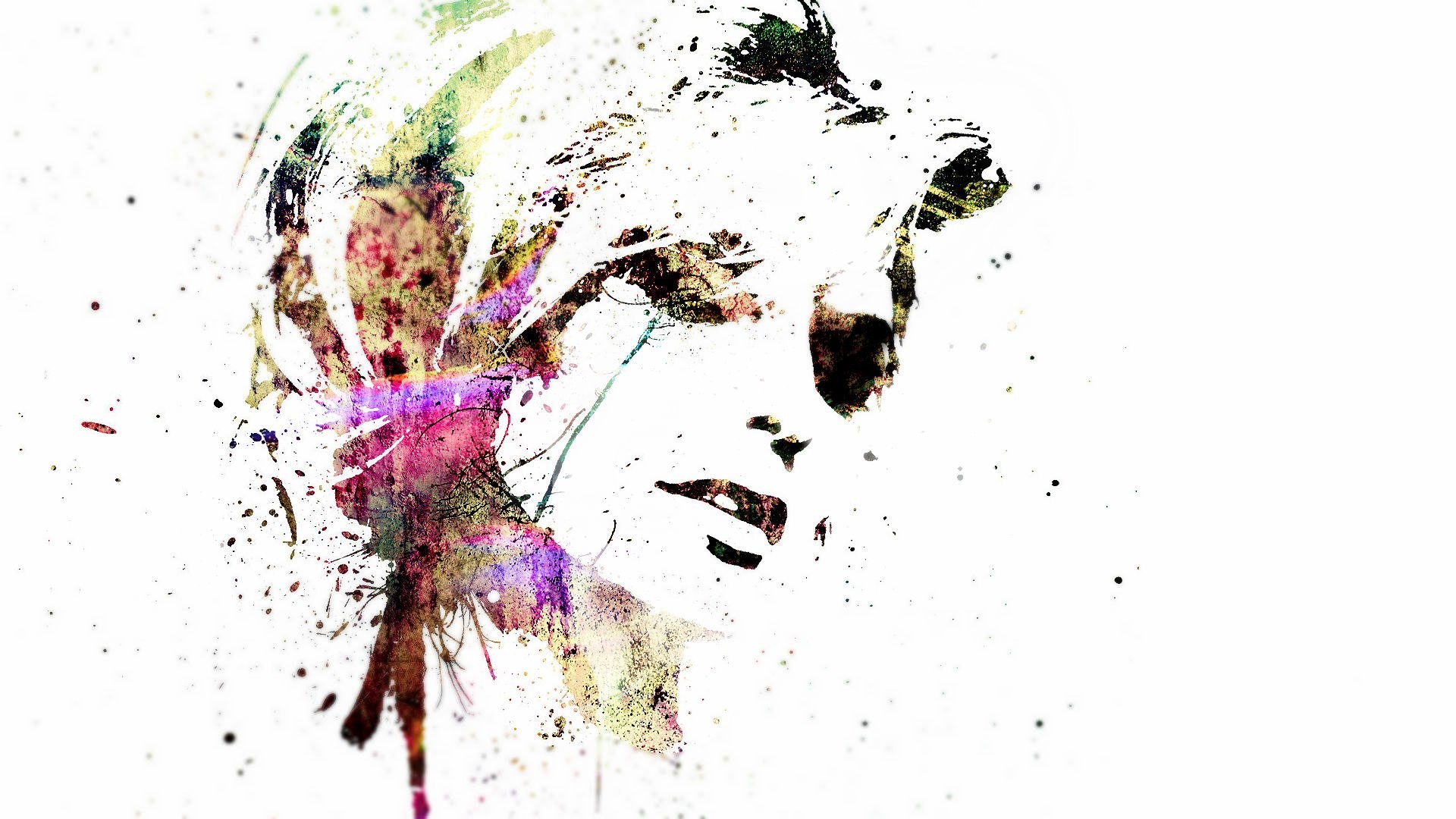 Face Women Abstract Painting Simple Background
