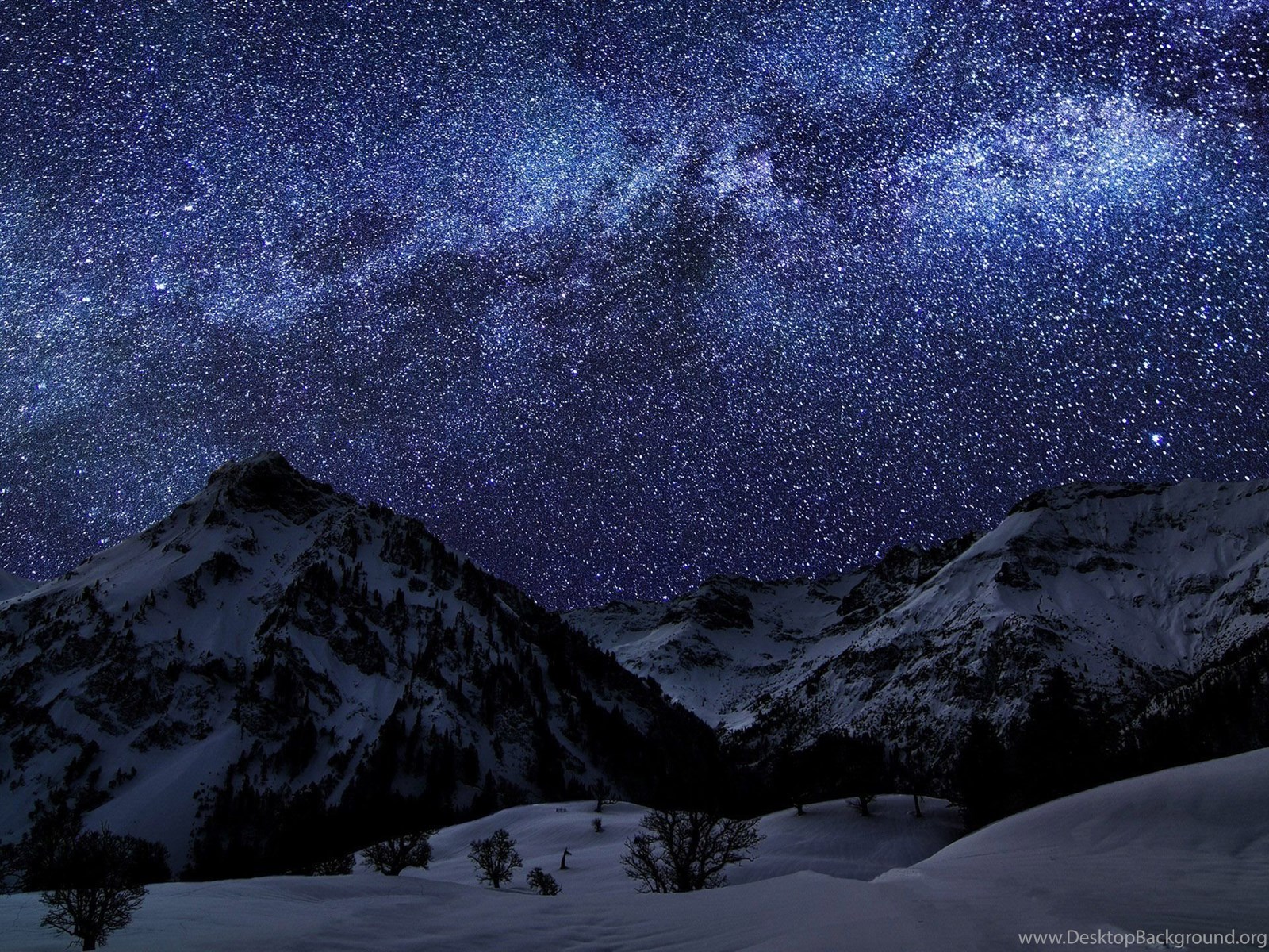 Wallpaper Nature Lighting Mountain Snow Winter Night Sky Star. Desktop Background