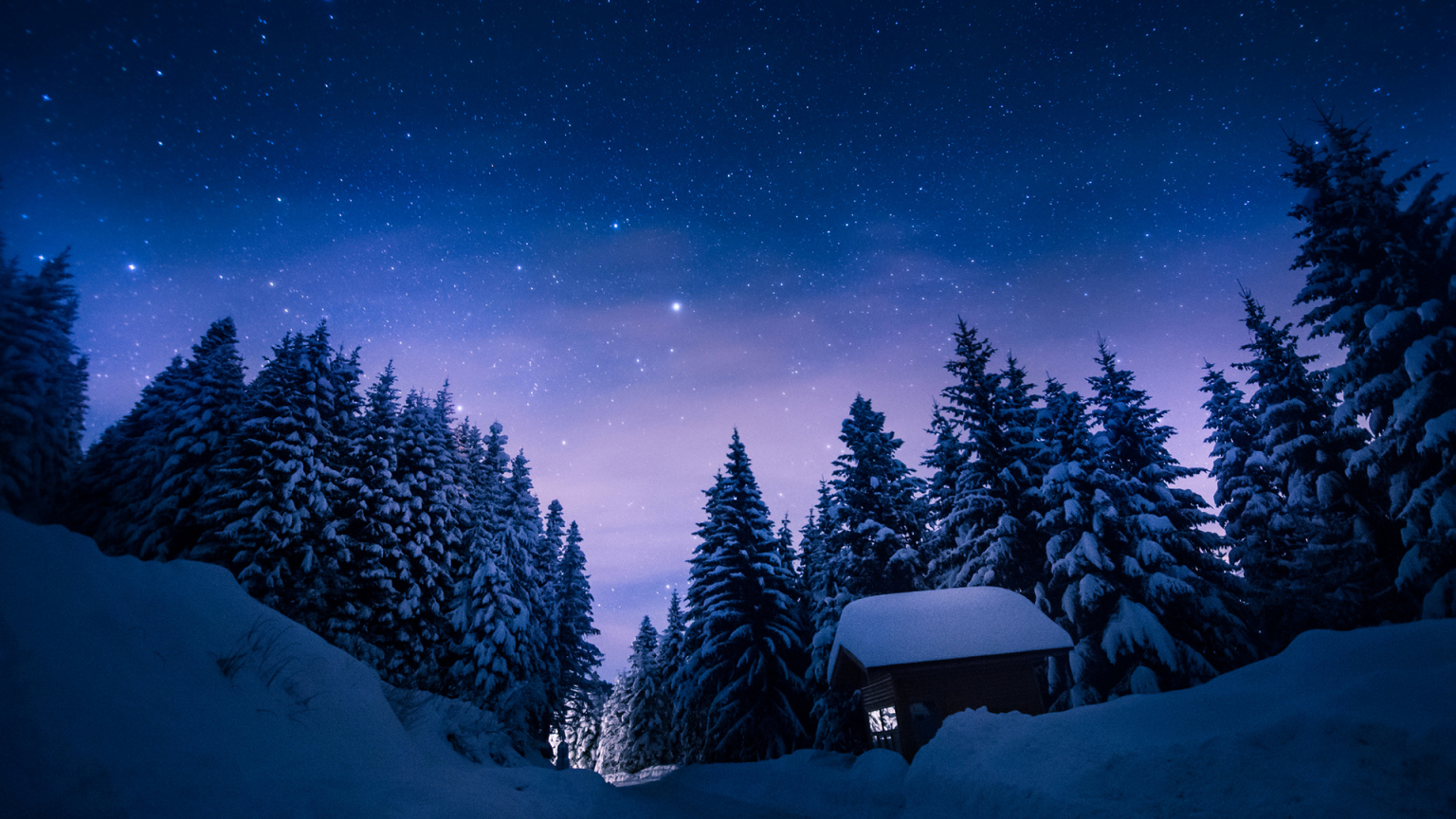 Free download Trees Snow Winter Night Stars Cabin Path Trail trees sky wallpaper [1920x1200] for your Desktop, Mobile & Tablet. Explore Night Winter Wallpaper. Winter Night Sky Wallpaper, Desktop