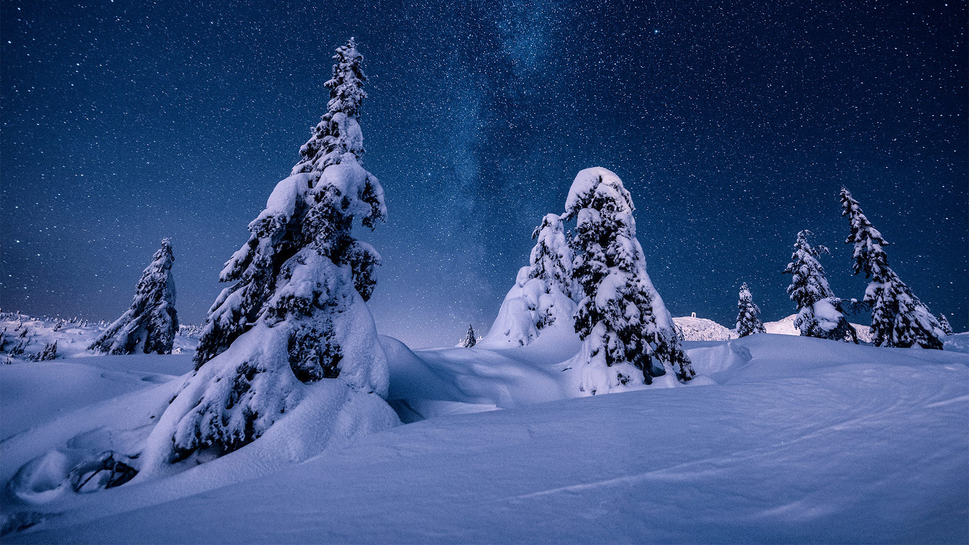 Nature Night Norway Snow Starry Sky Stars Winter HD Winter Wallpaper