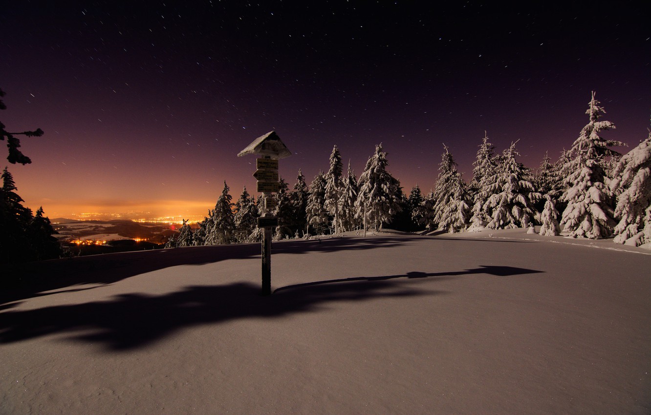Wallpaper Winter, Night, Snow image for desktop, section пейзажи