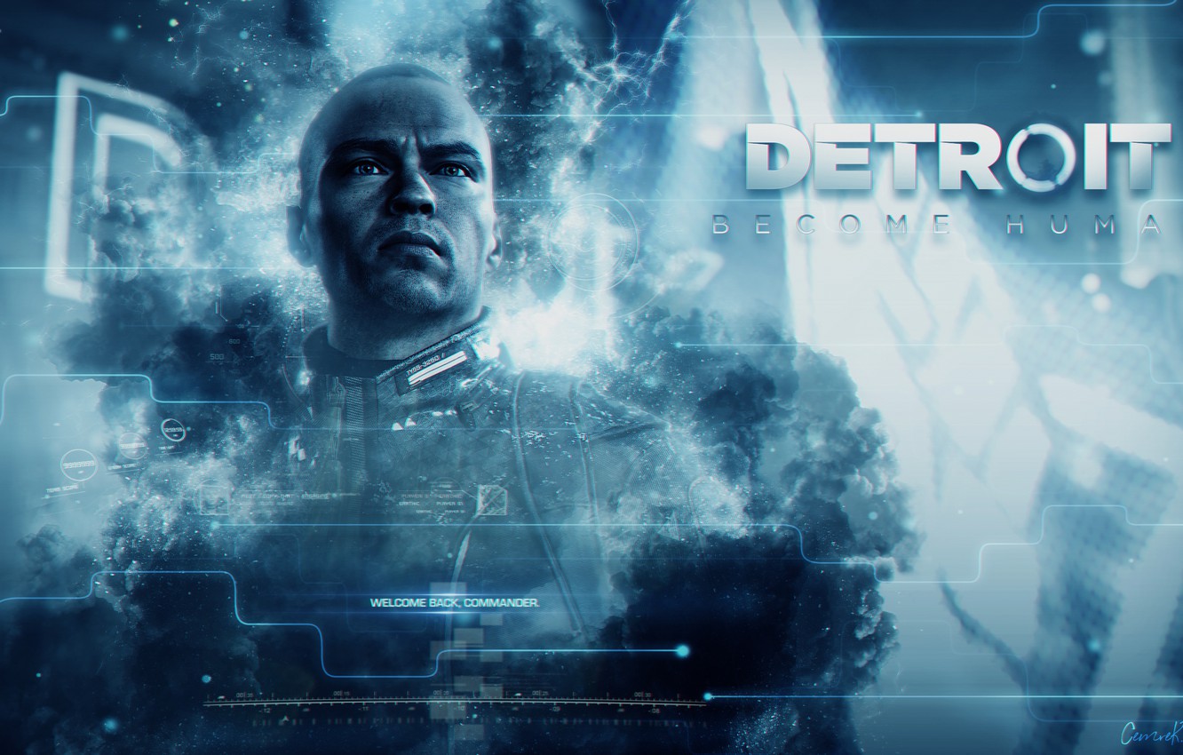 Wallpaper blue, the game, game, Android, android, blue, the leader, Detroit, Detroit, Detroit Become Human, Marcus, Markus, deviant, deviant image for desktop, section игры